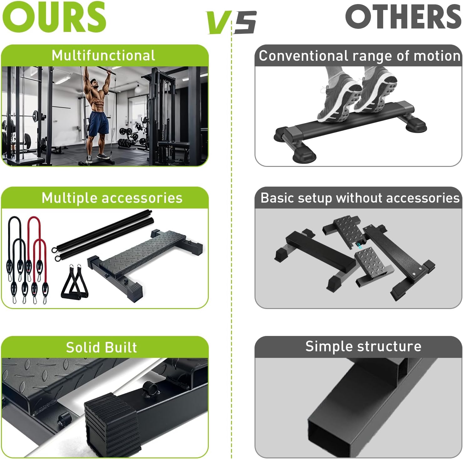 Multifunctional Steel Calf Raise Bar, Wide Standing Calf Raise Block for Calves Stretching, Foot Stretch Platform, Anti-Slip Squat Machine for Home Gym Workout