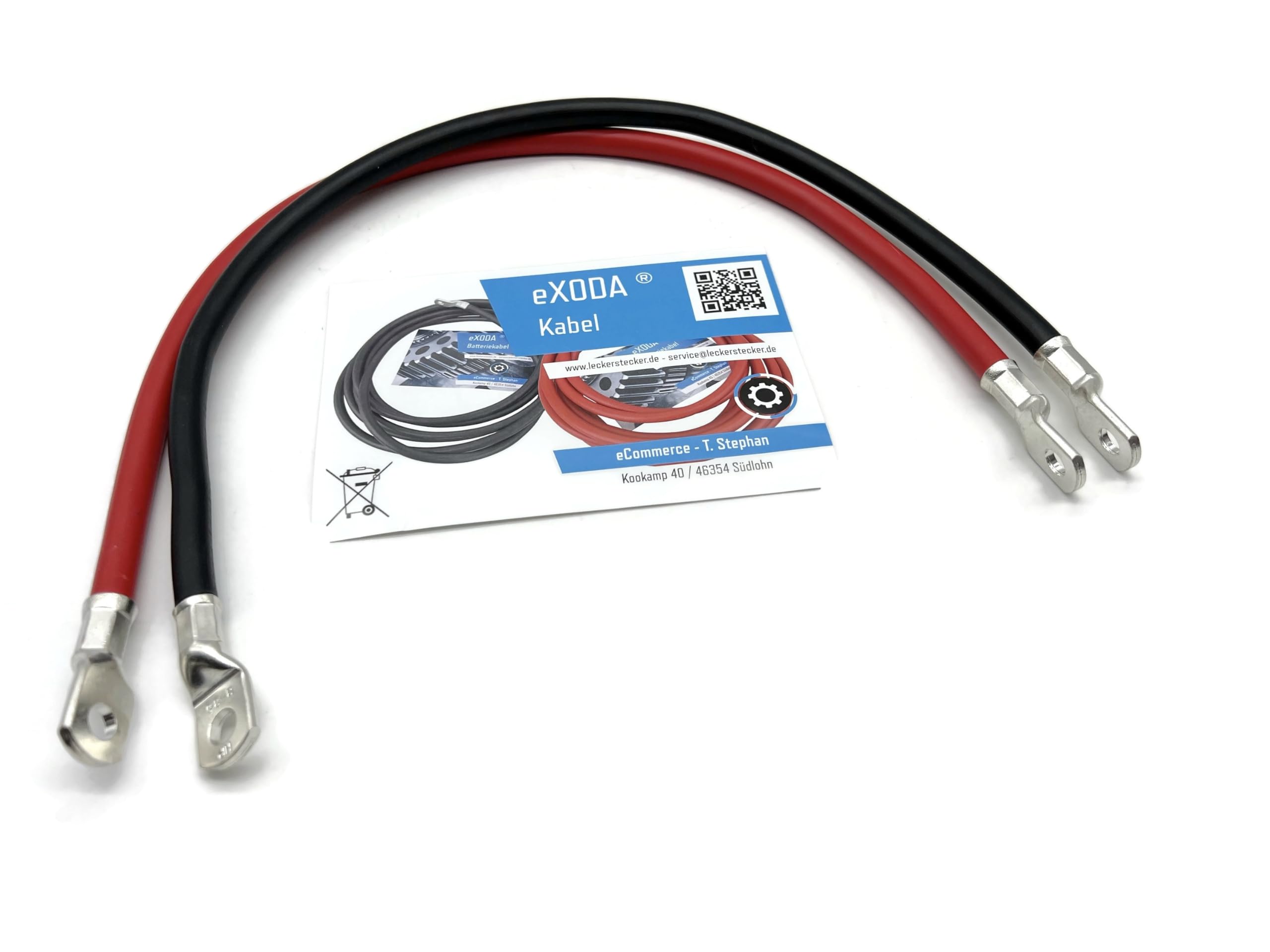 Exoda cavo batteria set 35 mm² 50cm con capocorda M8 rosso nero 99 percent rame resistente al calore fino a 70 per auto barca moto flessibile e durevole