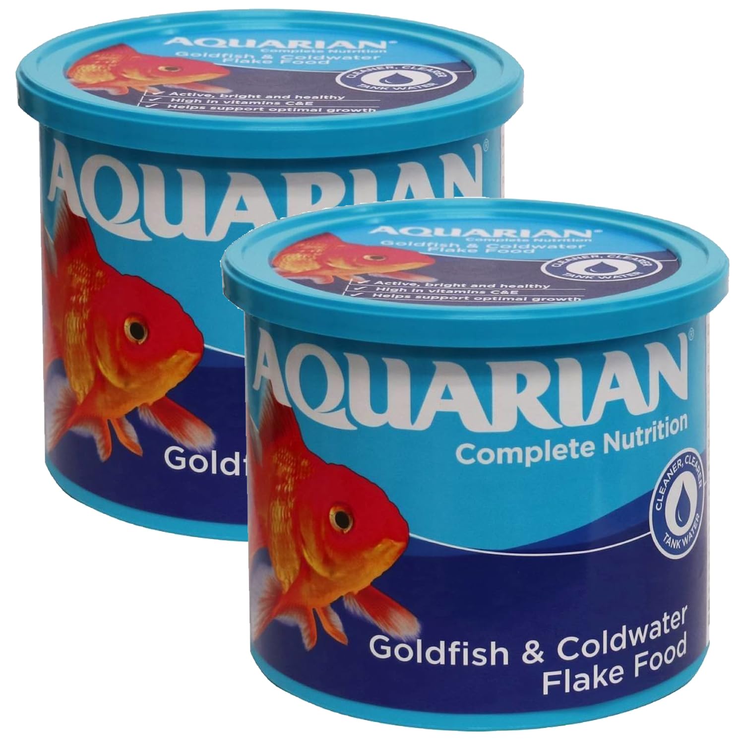 Aquarian Complete Nutrition Goldfish Food Flakes, Also Suitable for Small Pond Fish, 200 g Container (Pack of 2)