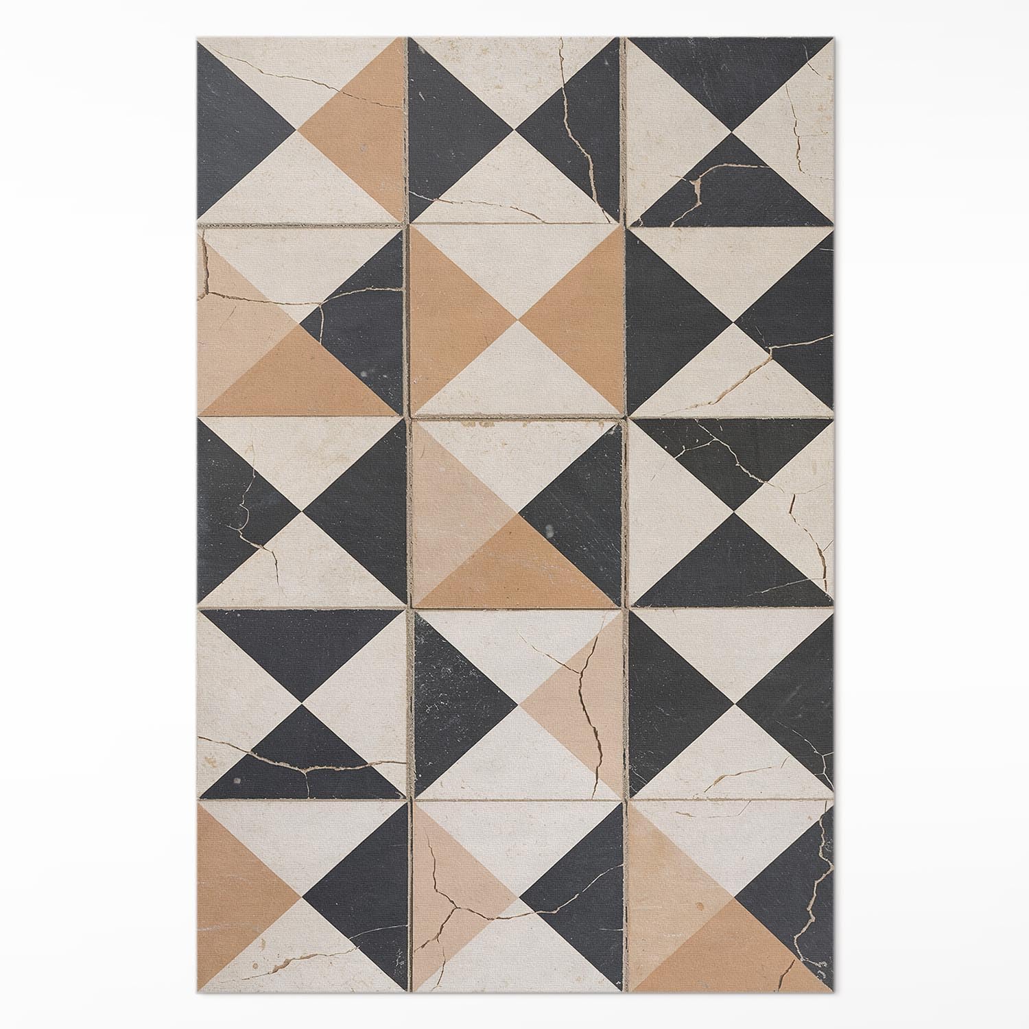 Tapis PVC imitation carrelage 150x225 pour une cuisine propre et un salon chaleureux