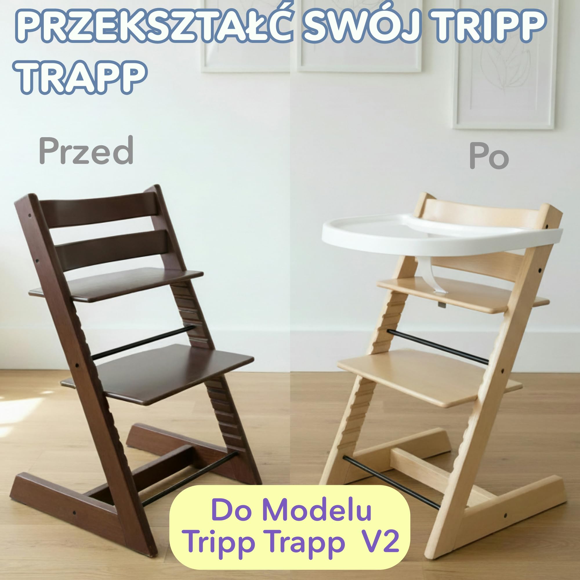 Taca do krzesełka Stokke Tripp Trapp – Biała – Bez zestawu Baby Set. Antypoślizgowa powierzchnia dla przyssawek. Zatrzask. Bez BPA