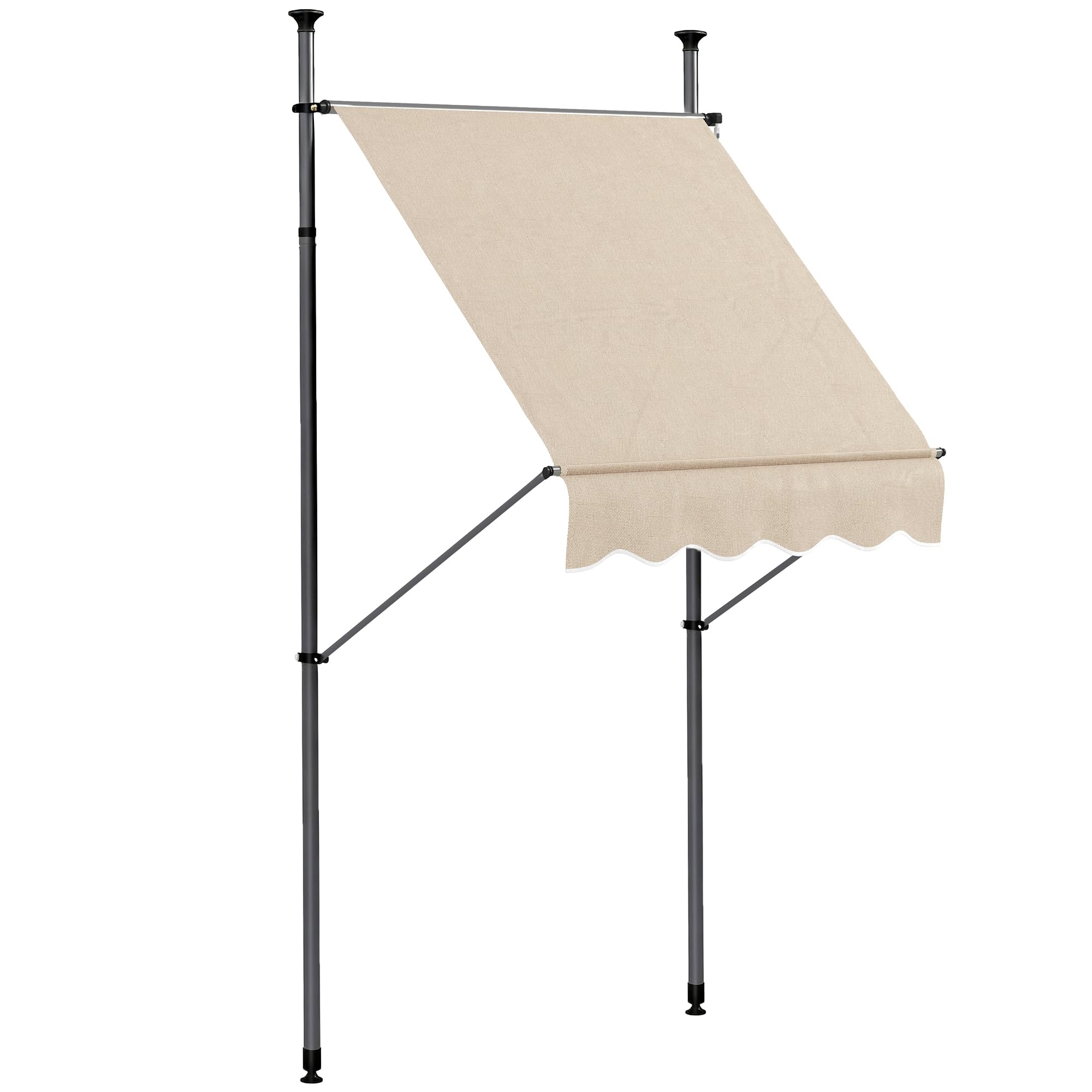 Outsunny Store banne autoportant Manuel auvent rétractable 1,5L x 1,2l x 2,1-3H m Inclinaison réglable pour Balcon sans Trous à percer métal alu Polyester Sable