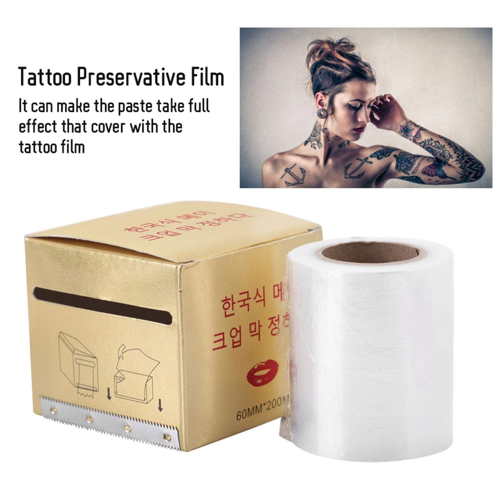 Niiyen Tattoo Wrap – 200 M Semipermeabler Film Für Augenbrauen & Lippen, Transparent, PE-Material