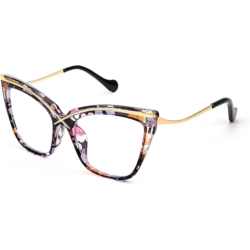 FEISEDY Women Oversized Square Blue Light Blocking Glasses Anti Eyestrain Cat Eye Fashion Eyewear B2956