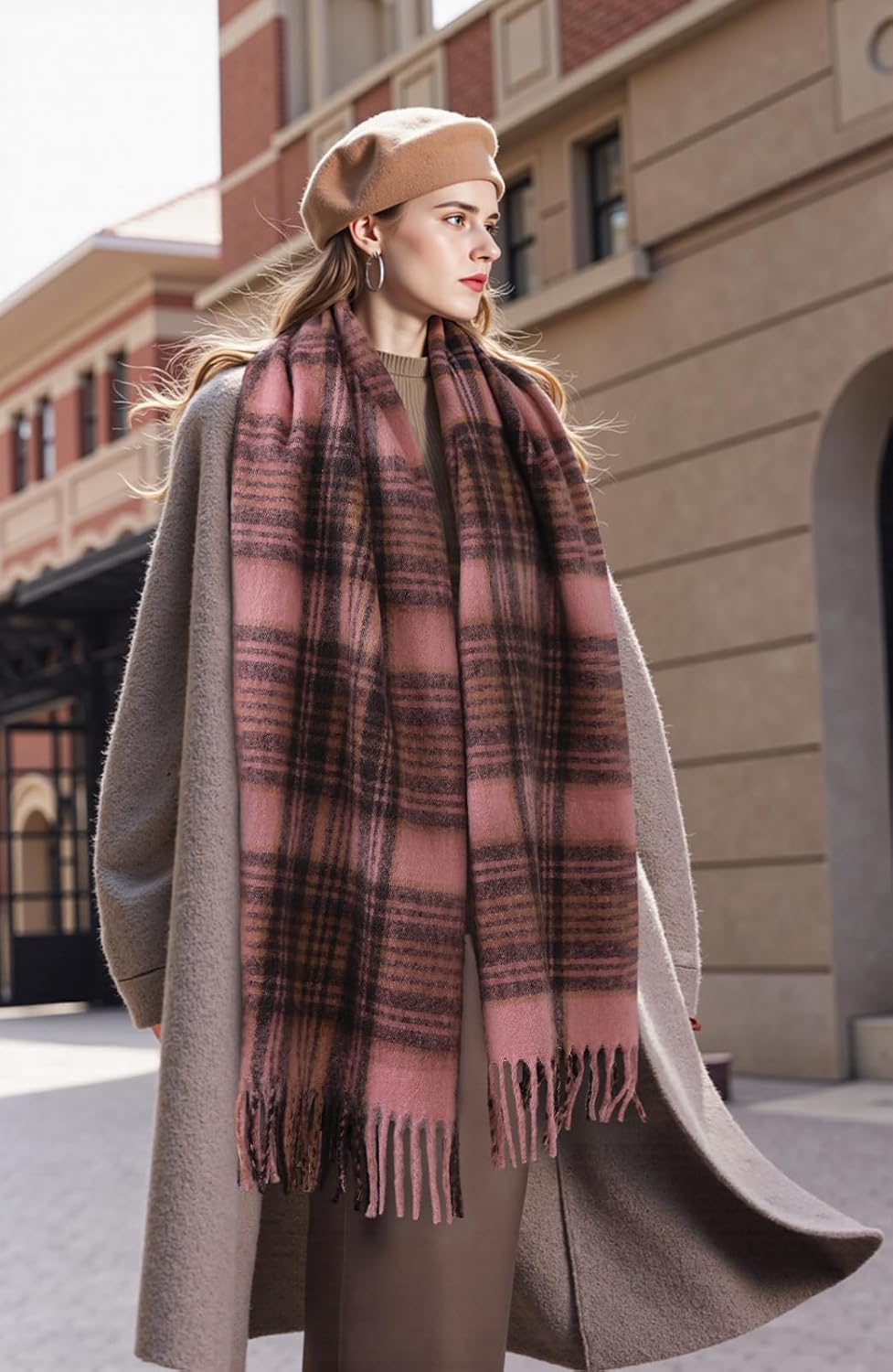 Tavaleu Winter Scarfs for Women,Large Scarf Chunky Plaid Scarves Soft Oversized Thick Warm Wrap Scarves for Cold Weather - Image 5