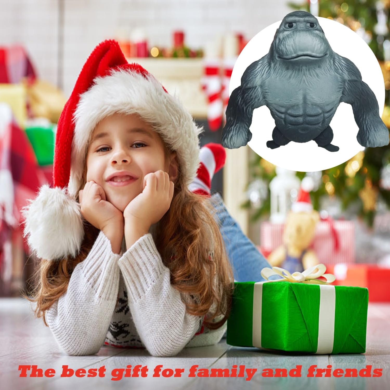 Novelty Black Squishy Monkey Stretch Gorilla,Fun Monkey Toys for Kids and Adults,Gorilla Figure Toys for Release Anxiety and Stress,Stretchy Monkey Toy Gift for Birthday,Office,Christmas