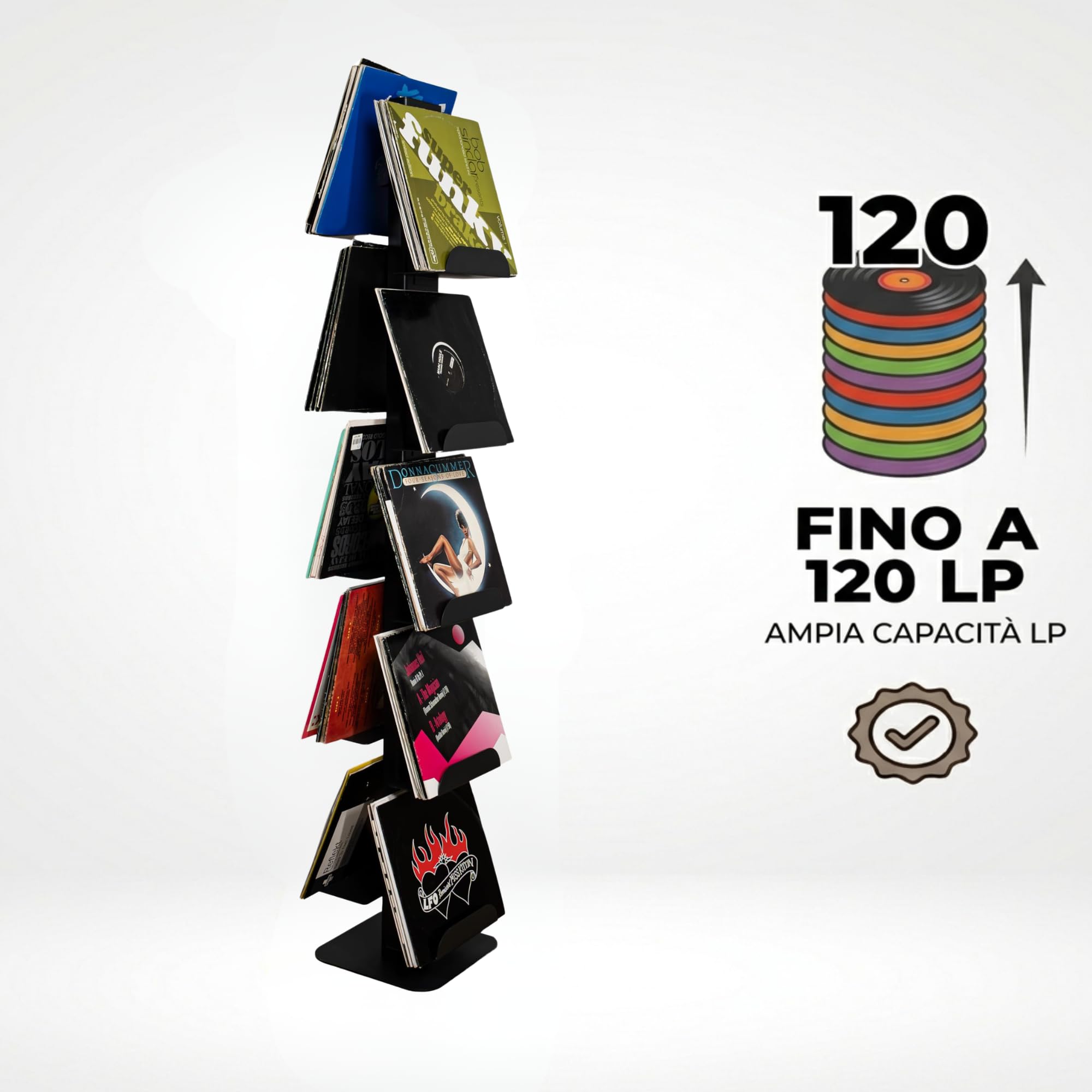 Alubox Lyra - Soporte vertical para vinilos con 10 estantes para vinilos de 170 x 33 x 17 cm (antracita, 10 estantes)