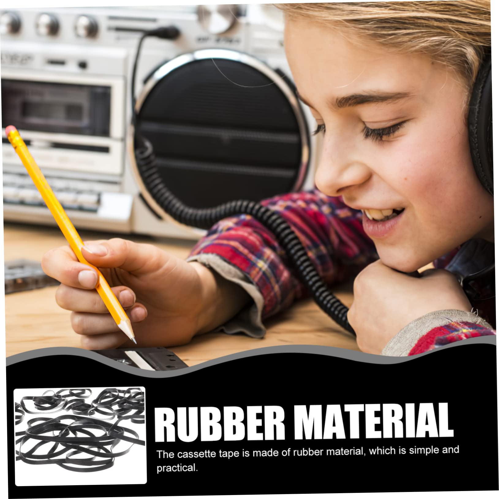 Cinghie in Gomma Nere Resistenti All'usura e Riduzione Rumore 50 Pezzi per Lettori di Cassette e Registratori Nastro, per Riparazioni e Sostituzioni