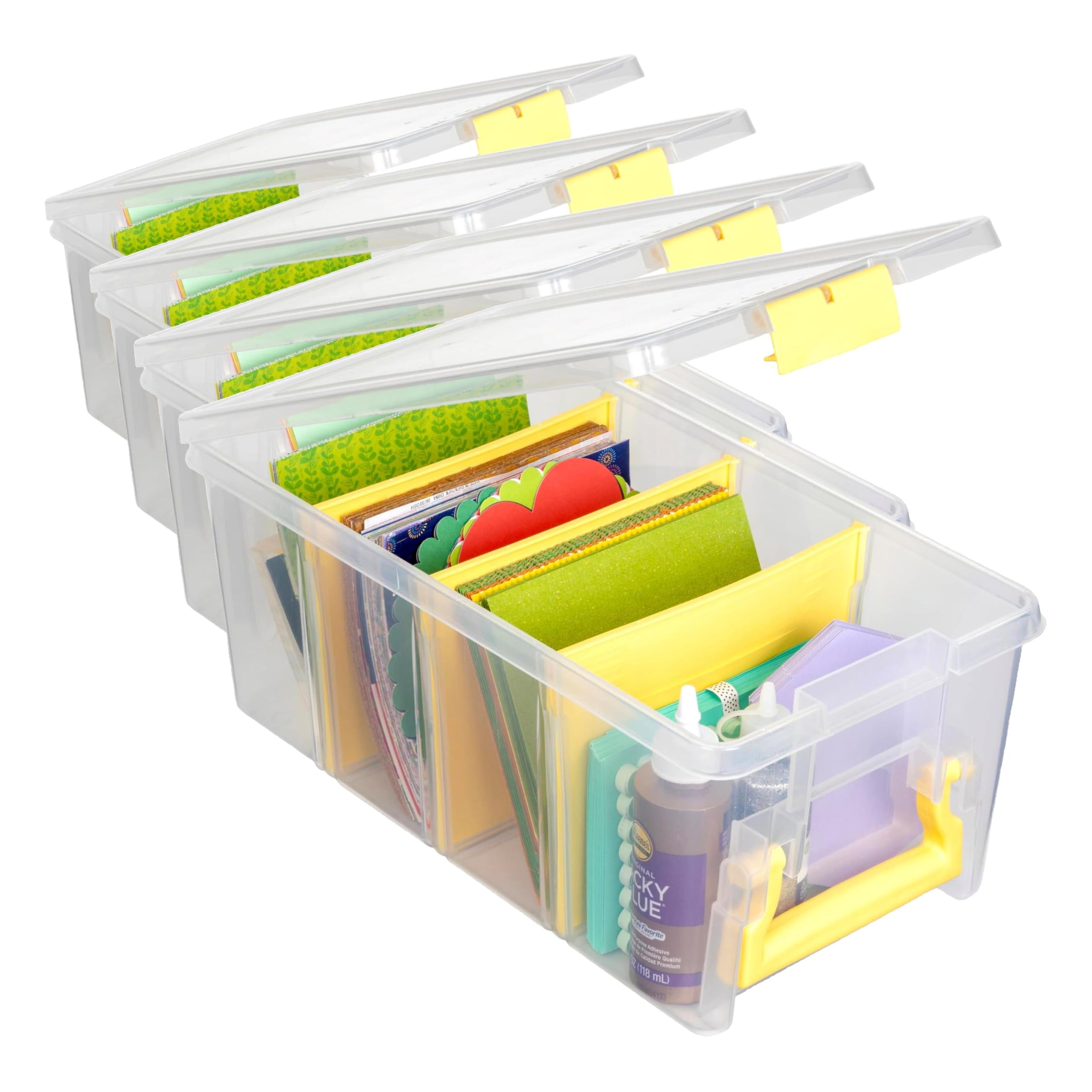 ArtBin 6925JY Semi Satchel with Yellow Accents Storage Container, Clear (Pack of 4)