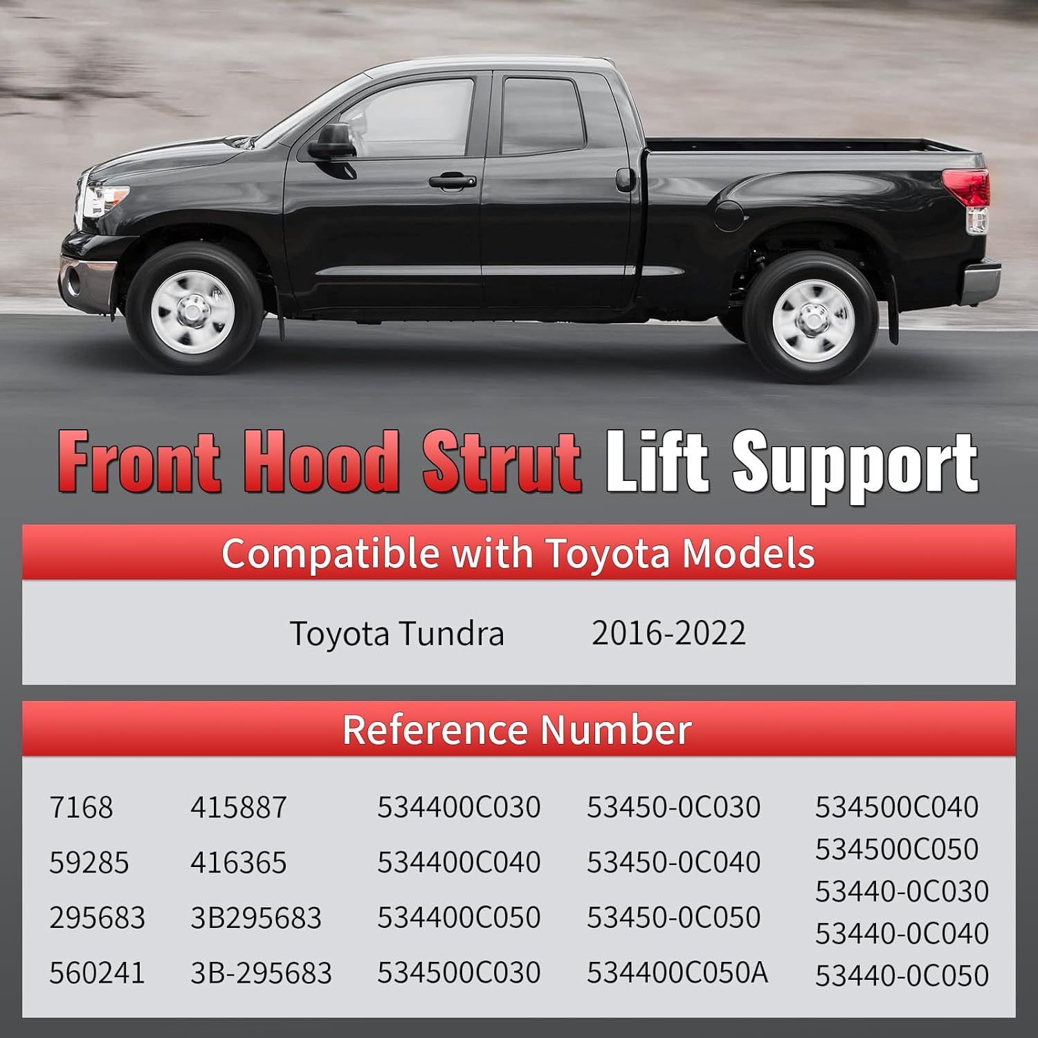 2 Pack Front Hood Strut Lift Support Compatible with Toyota Tundra 2014-2022, Lift Support Gas Spring, Extended 25 inch Replace OE 53440-0C030 295683