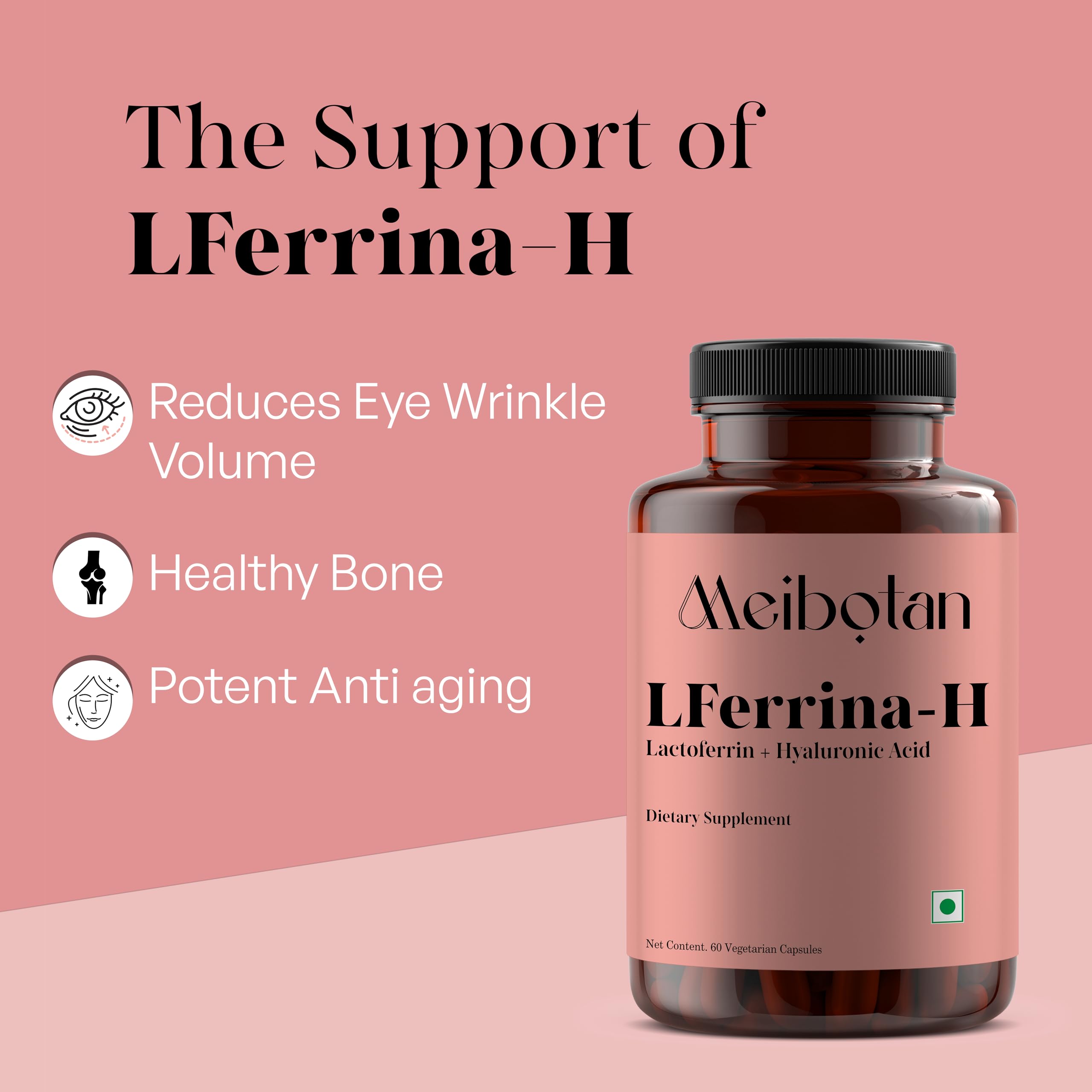 Lactoferrin Supplement with Hyaluronic Acid for Men & Women | Boosts Immunity, Replenish Skin, Enhance Elasticity, Promotes Skin Health, Reduces Dryness, Flawless Radiant - 60 Veg Capsules — Amazon image 2