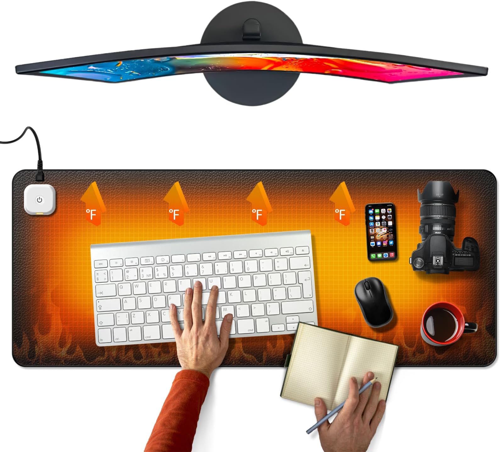 VIHOSE 2 Pcs Heated Desk Pad USB Heated Mouse Pad Hand