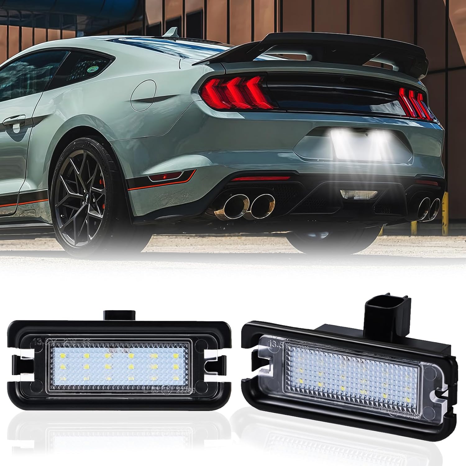 LED License Plate Lights Compatible with Ford Mustang 2015-2023 Rear Tag Lamps 6000K White, 2PCS