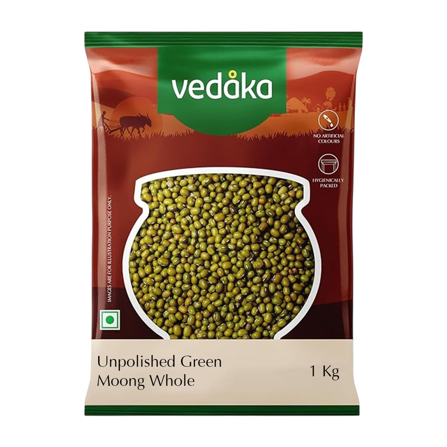 Amazon Brand - Vedaka Unpolished Green Moong Dal | Whole | 1 Kg | Popular Green Moong Dal | Naturally Rich in Protein | Naturally Cholesterol Free