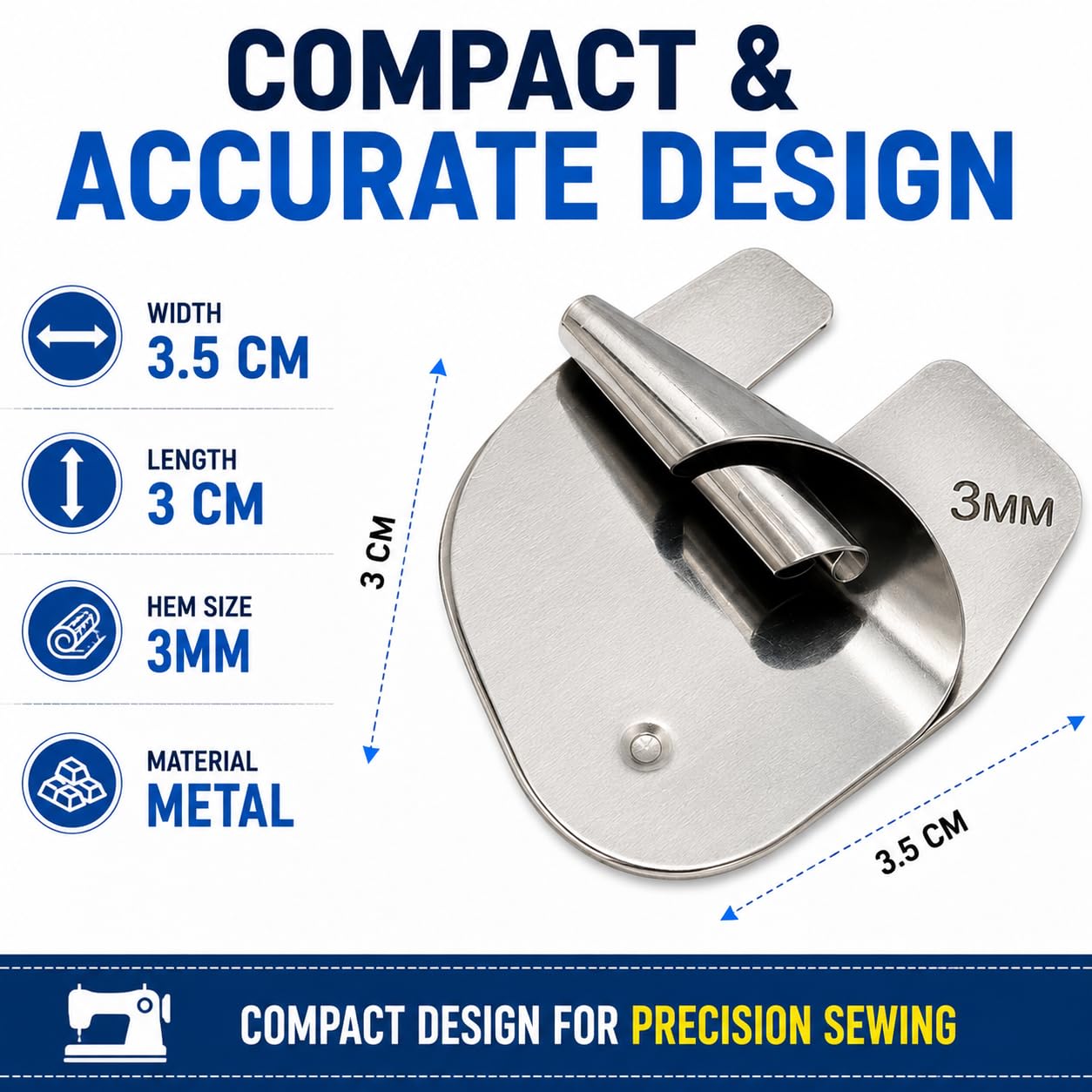 ZENITH T-17 Industrial Sewing Machine Hemming Folder, Metal Edge Stitching Attachment for Jack Juki (1PC, 3MM) — Amazon image 3