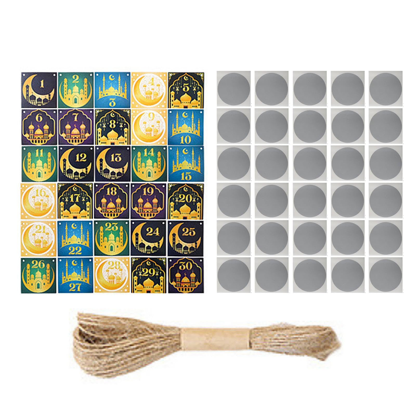 CAZSTYK Countdown Bunting Ornament Scratch Decoration for Wall Window Umrah Middle Eastern Festival Decoration Adhesive Hanging