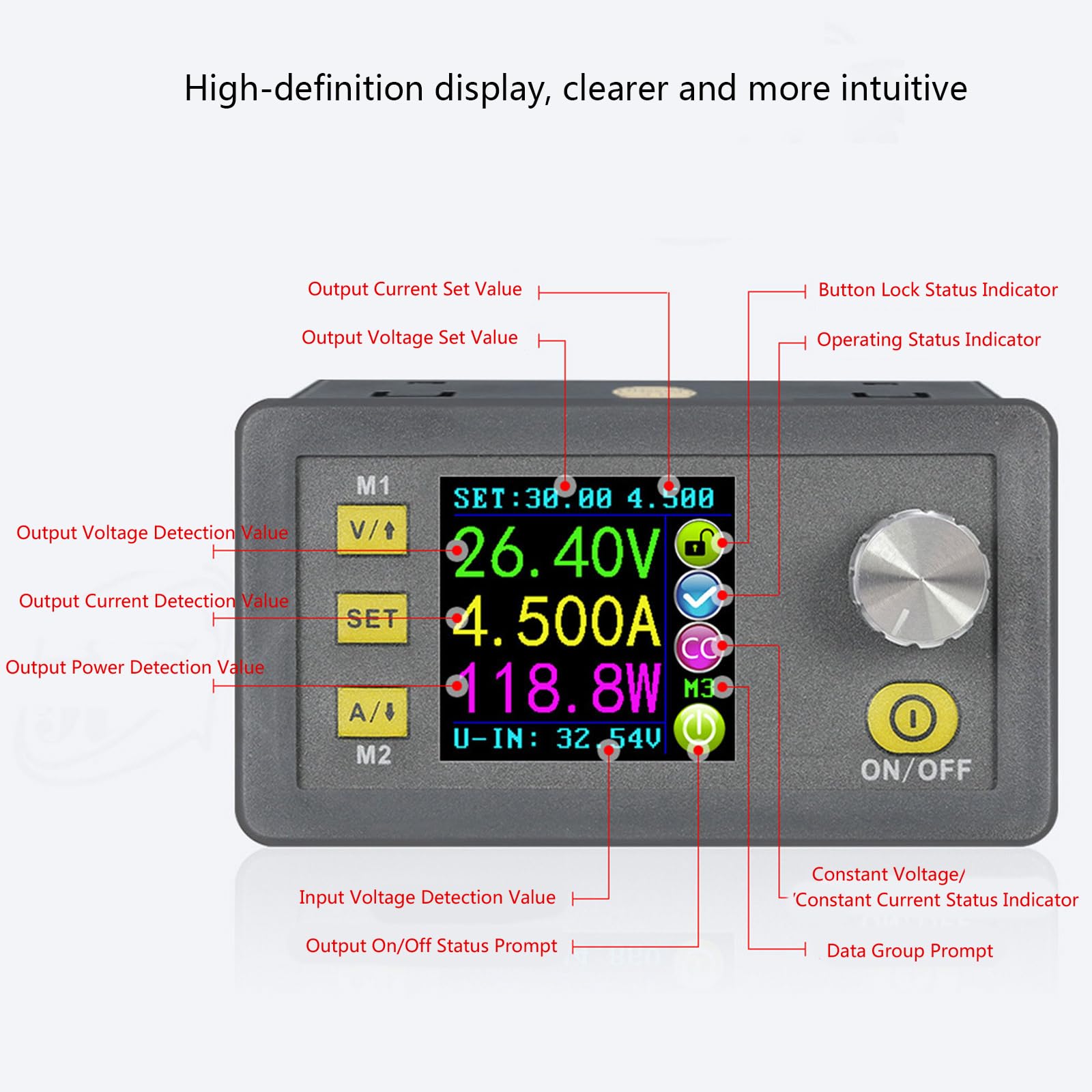 Regulador de voltaje digital profesional con control de corriente preciso para instrumentos de laboratorio, proyectos técnicos, convertidores de voltaje descendente