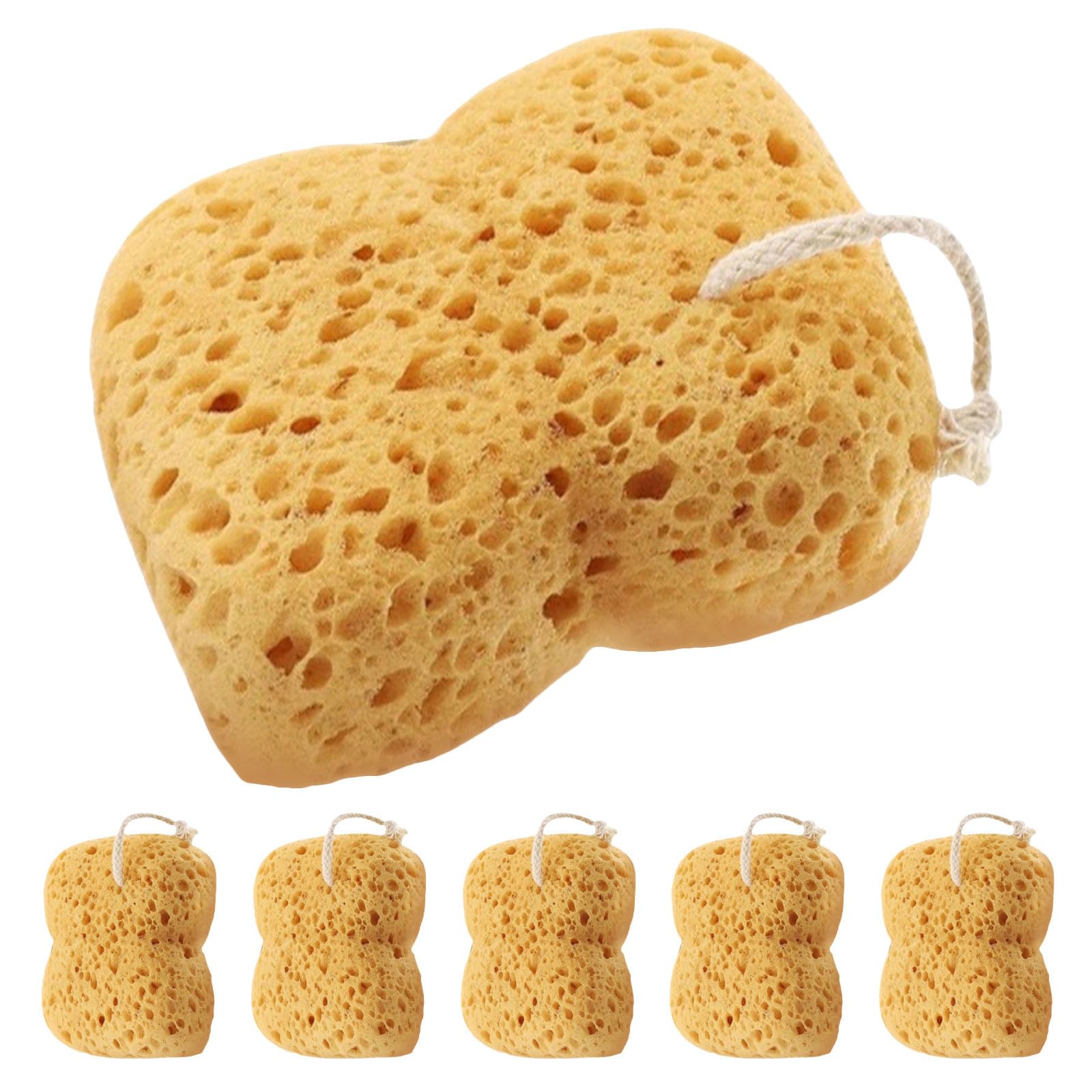 FRCOLOR 6 Piezas Esponja Exfoliante Corporal Ergonómica de Estructura Natural de Panal, Delicada para Piel Sensible y Altamente Absorbente, Adecuada para Uso en Casa y Gimnasio
