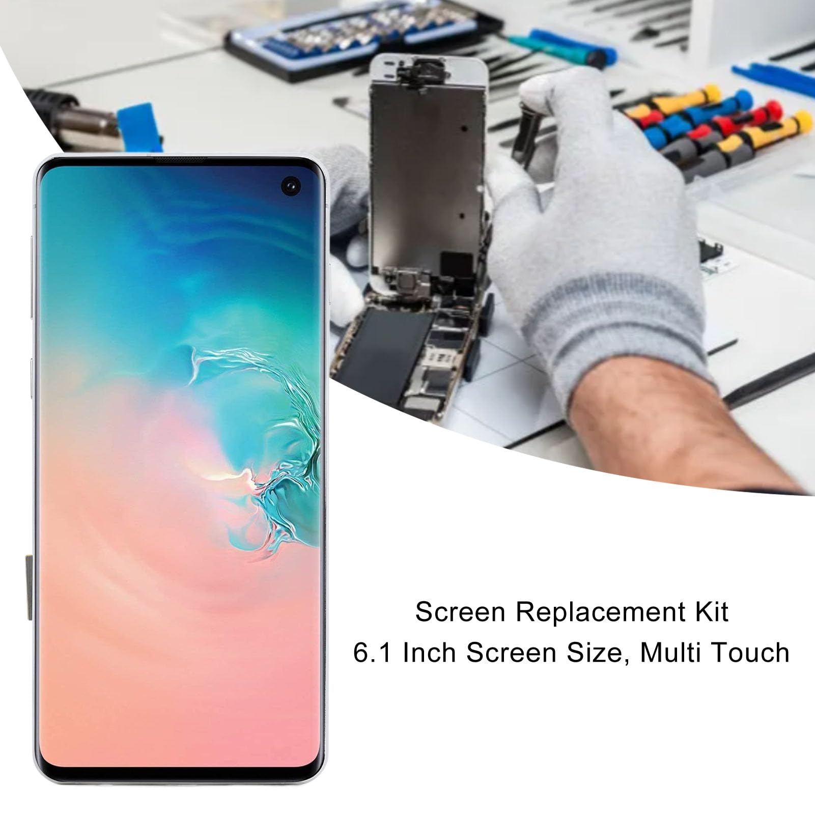 Naroote Wymiana Ekranu dla S10 6,1-calowy Digitizer Tft z ramką (SILVER)