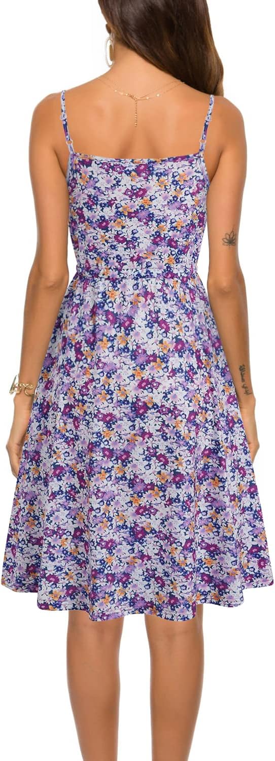 Women's Casual Summer Dress Beach Sleeveless Spaghetti Strap Adjustable Waist A Line Sun Dresses with Pockets 826 - Image 2