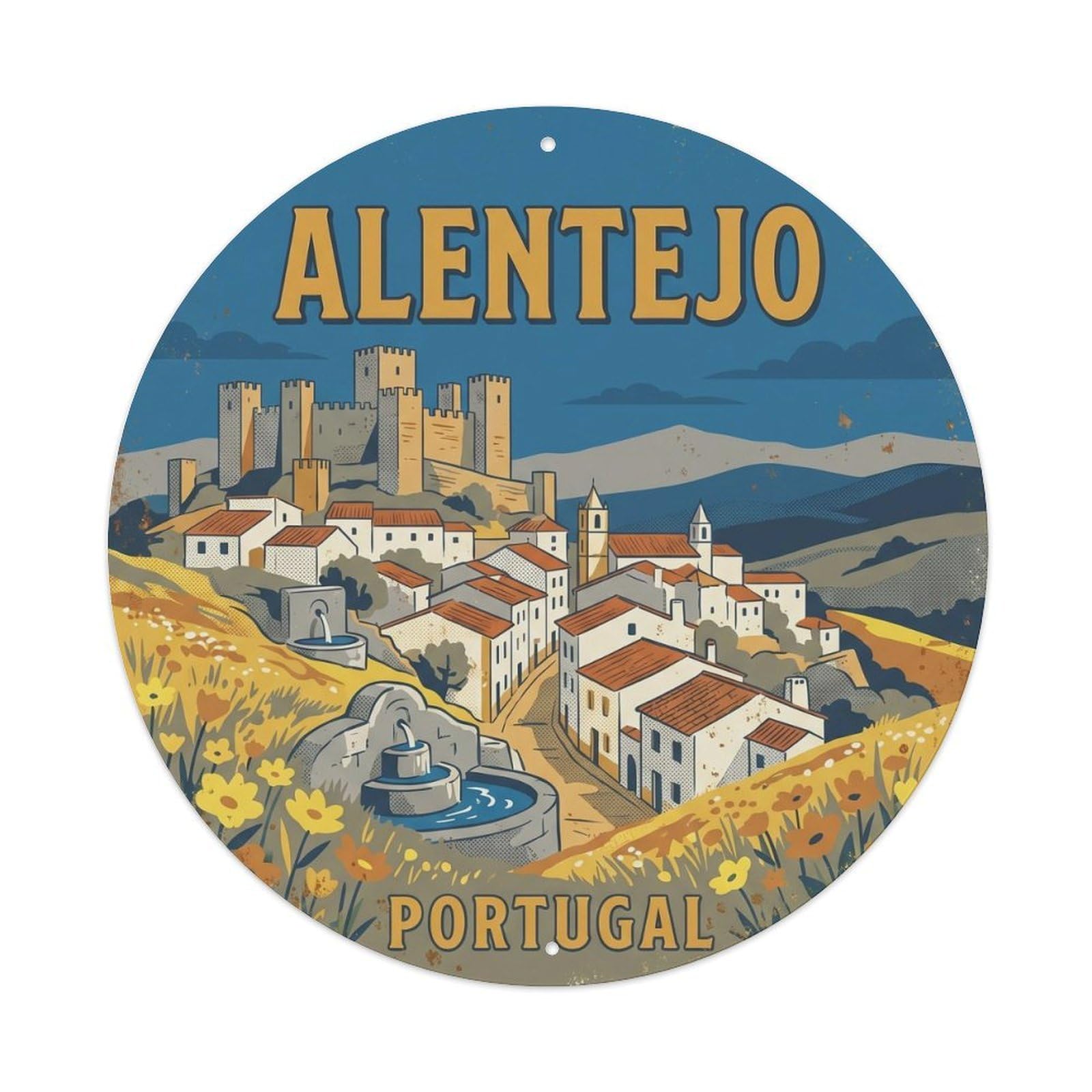 Olhnbad Style Portugal Alentejo Castelo Vide Portuguese Heritage Metal Tin Sign