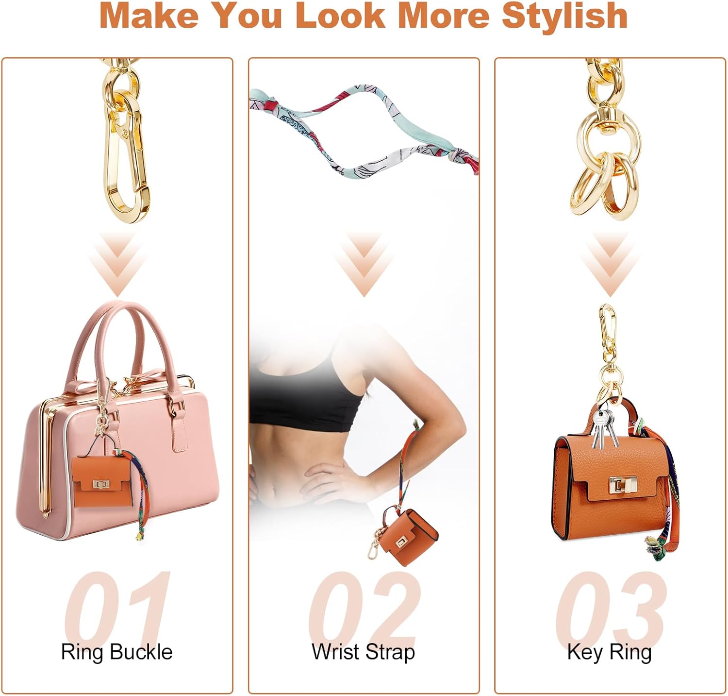 Mini Backpack Keychain, Leather Small Coin Purse for Women, Cute Hand Bag Charms with Key Holder & Twist-lock (Beige) - Image 4