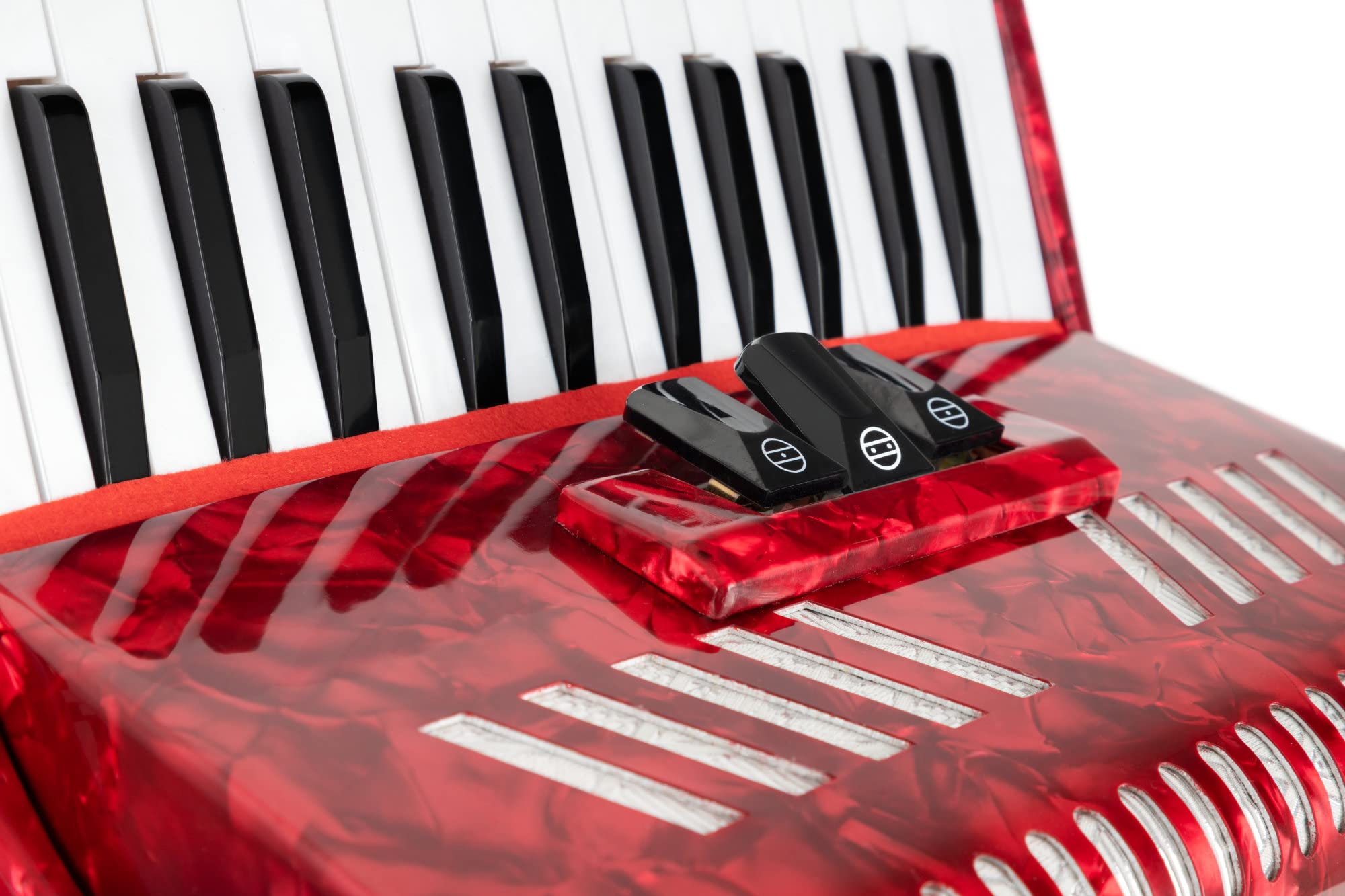 Accordéon Classic Cantabile 48 Basses "Secondo V" - Accordéon à touches - 2 voix - 26 touches aiguës - avec sangles & housse sac à dos - Rouge