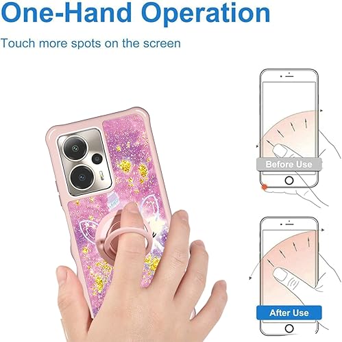 Miniatura 100 de Cricket Debut S2 - Funda compatible con AT&T Calypso 4 U380AC U380AA con protector de pantalla de vidrio templado, soporte de anillo, purpurina