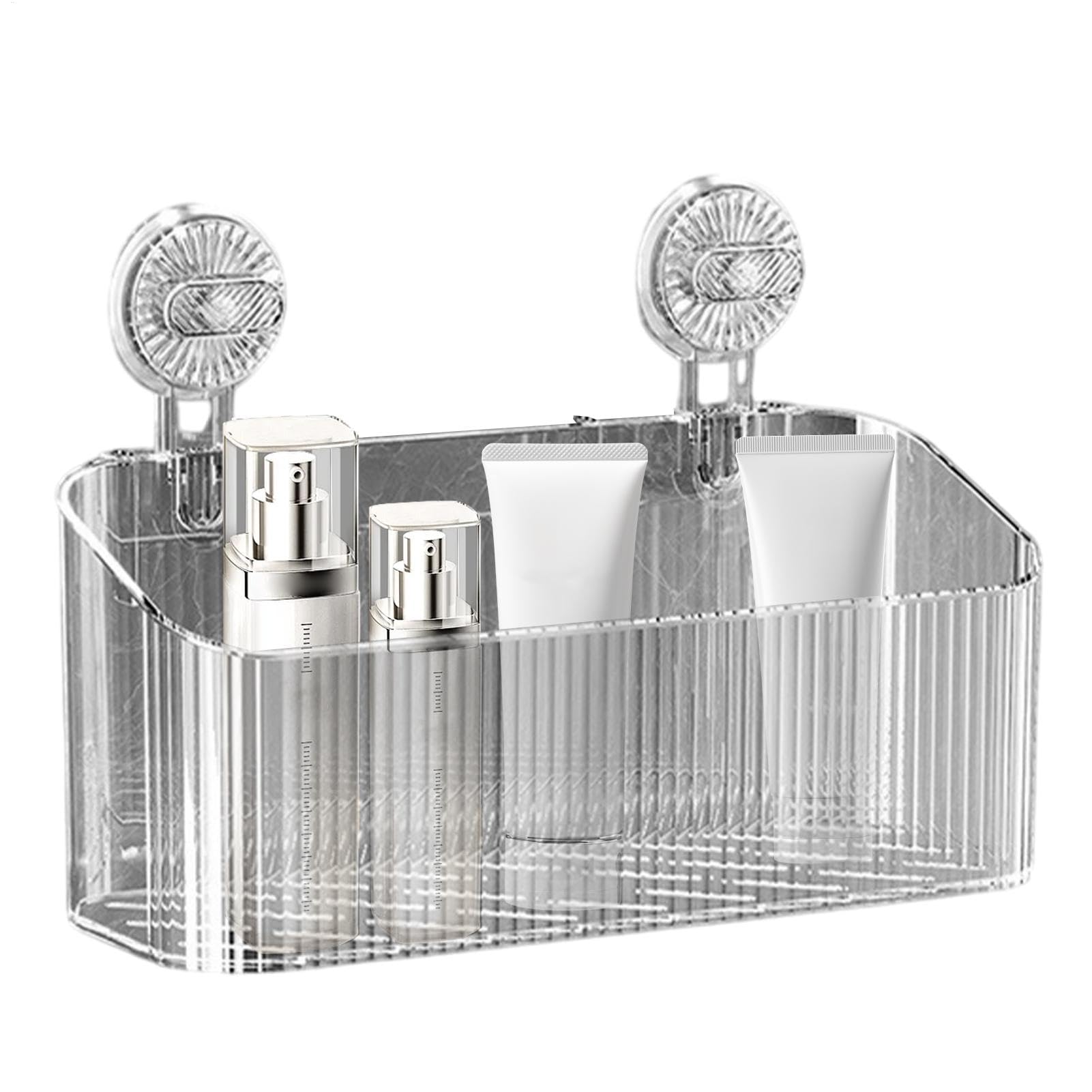 Étagère douche ventouse avec panier de rangement mural pour coin salle de bain