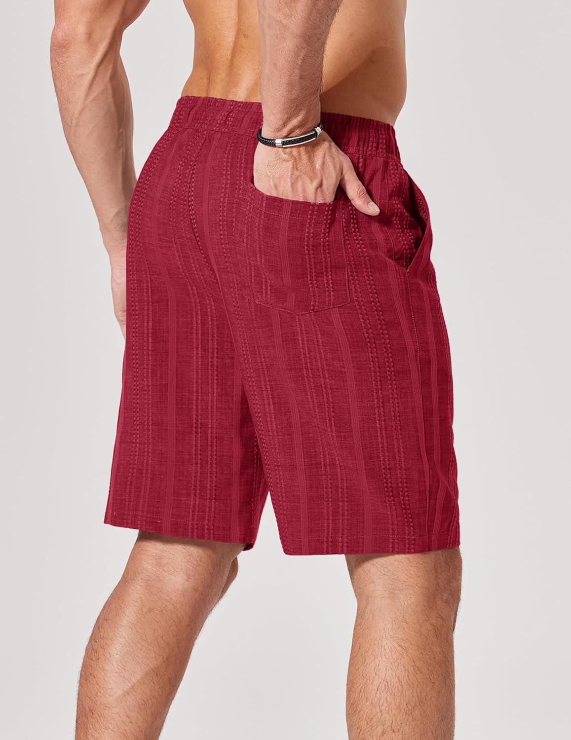 COOFANDY Mens Casual Shorts 9" Summer Beach Shorts Drawstring Elastic Waist Shorts with Pockets - Image 7