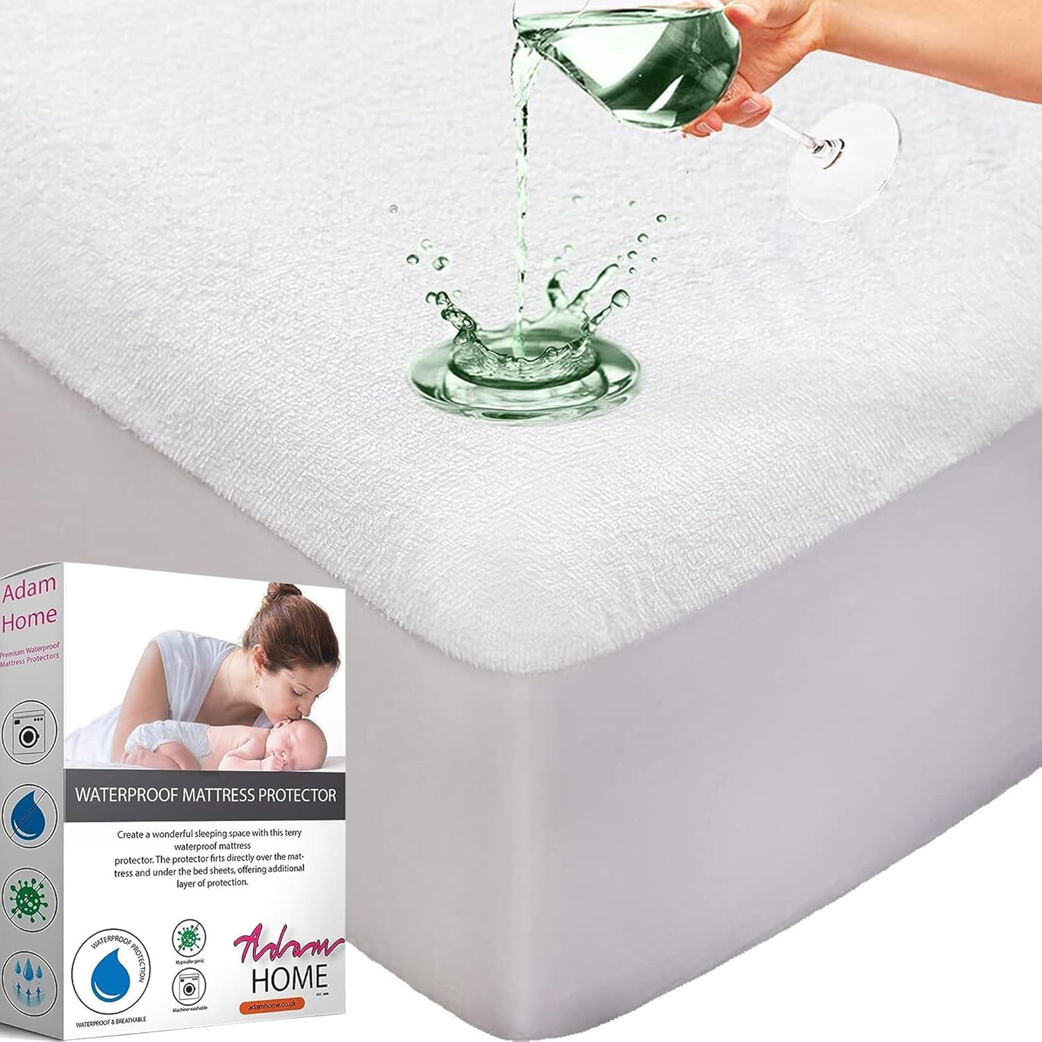 Adam Home Waterproof Cot Bed Mattress Protector (140 x 70 cm) Breathable & Moisture Proof Anti Allergic & Anti Dust/Mite Toddler Bed Mattress Protector Case Cover