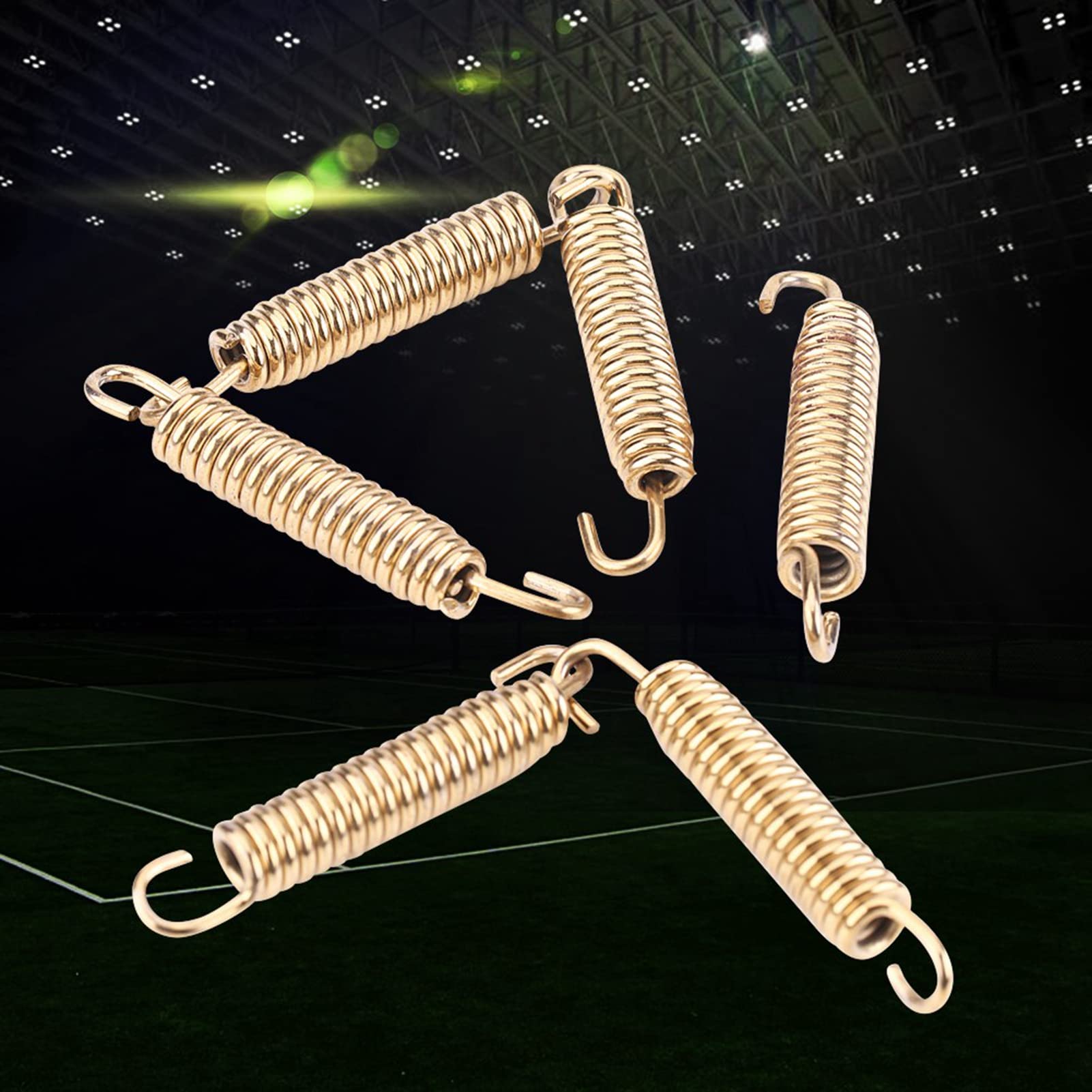 Qiilu Gancio di scarico a molla, QL04341 6 pezzi in acciaio inox silenziatore tubo di scarico ganci a molla per moto motorino atv(Gold)