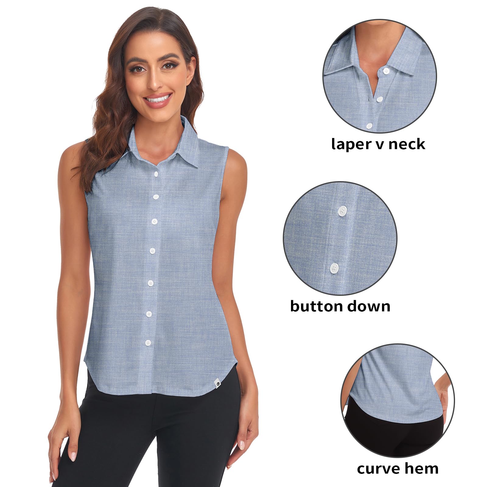 Soneven Camicia da Donna Elegante Canotta Sportiva con Colletto da Donna, Senza Maniche, Polo da Golf, Polo Estivo, Traspirante, Maglietta