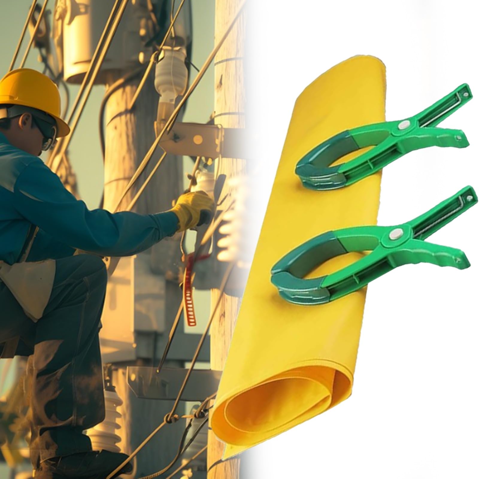 Manta Aislante de 0,4 1 5 10 kV, Manta Aislante de Seguridad contra descargas eléctricas, Manta Aislante para Trabajos eléctricos de Emergencia con 2 Clips, no conductora (5 kV, 100 x 100 cm