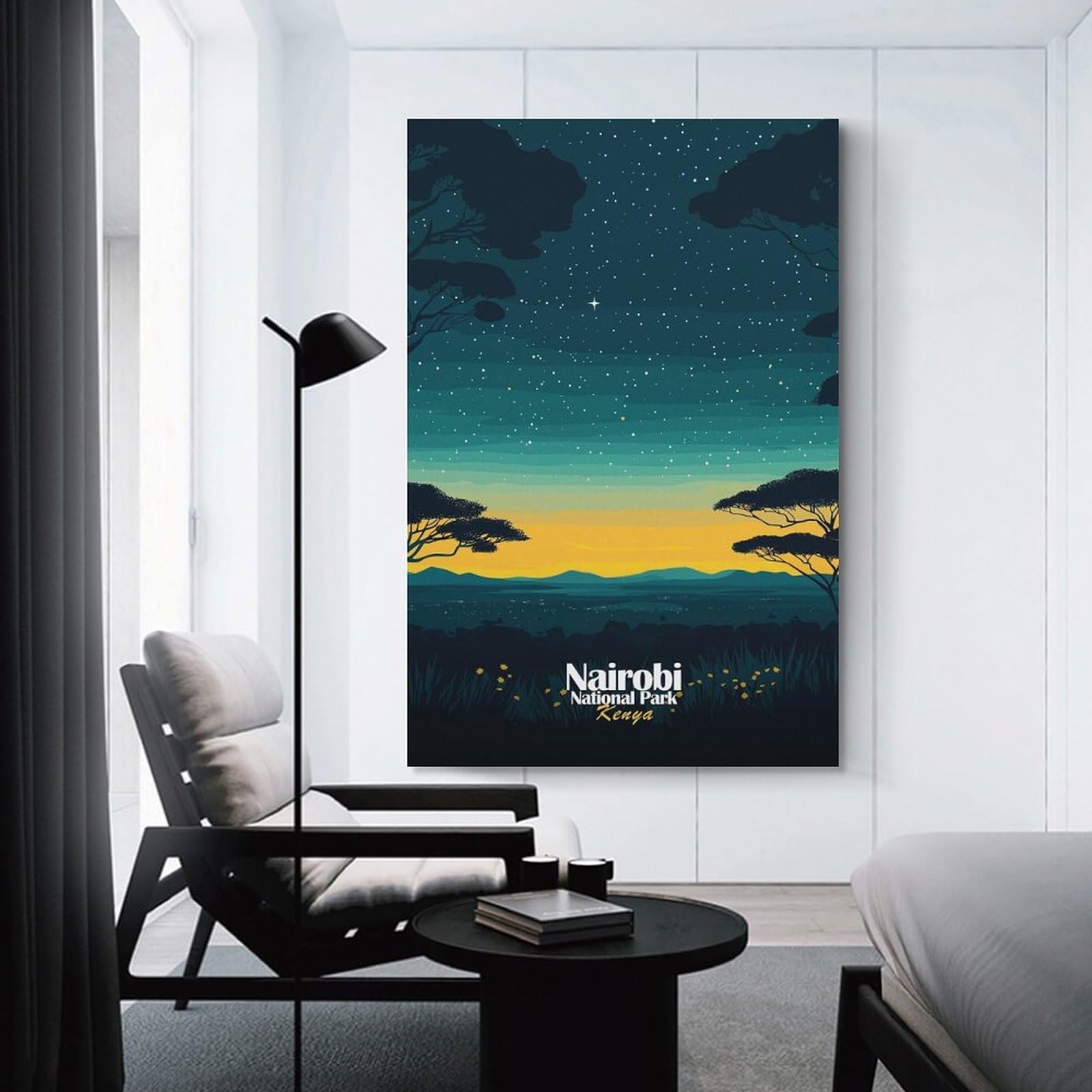 Junmoney Unframe-Style-15 Nairobi National Park Night Sky Hanging Wall Art 20X30inch(50X75cm), For Restful Interiors, Bedrooms Or Small Rooms, Home Artwork With A Soft Interior Feel