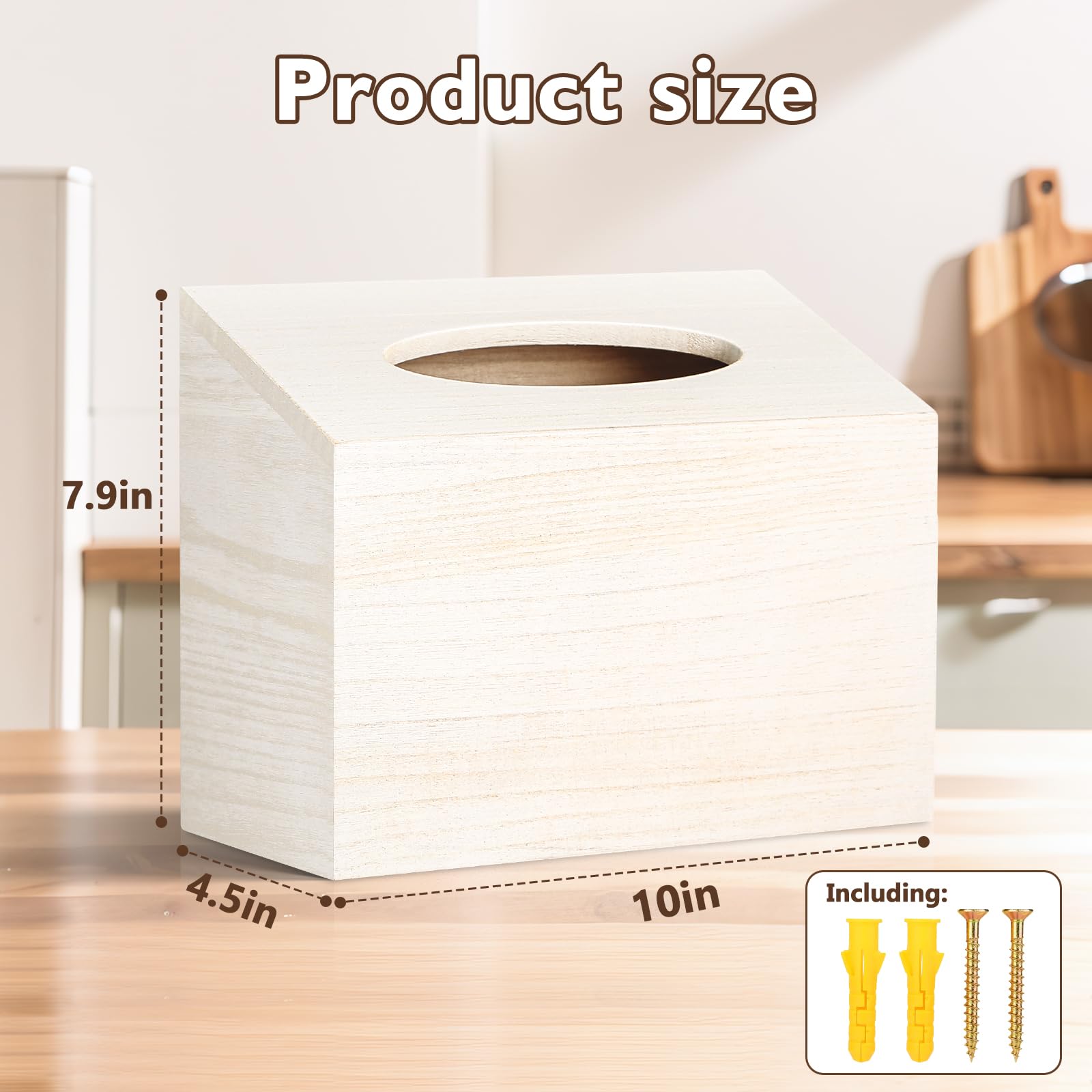 Tissue Box Cover Holder Compatible with Kleenex Disposable Paper Hand Towels?Wood Hand Towels Cover Paper Towel Dispenser for Tabletop, Bathroom, Office(White)