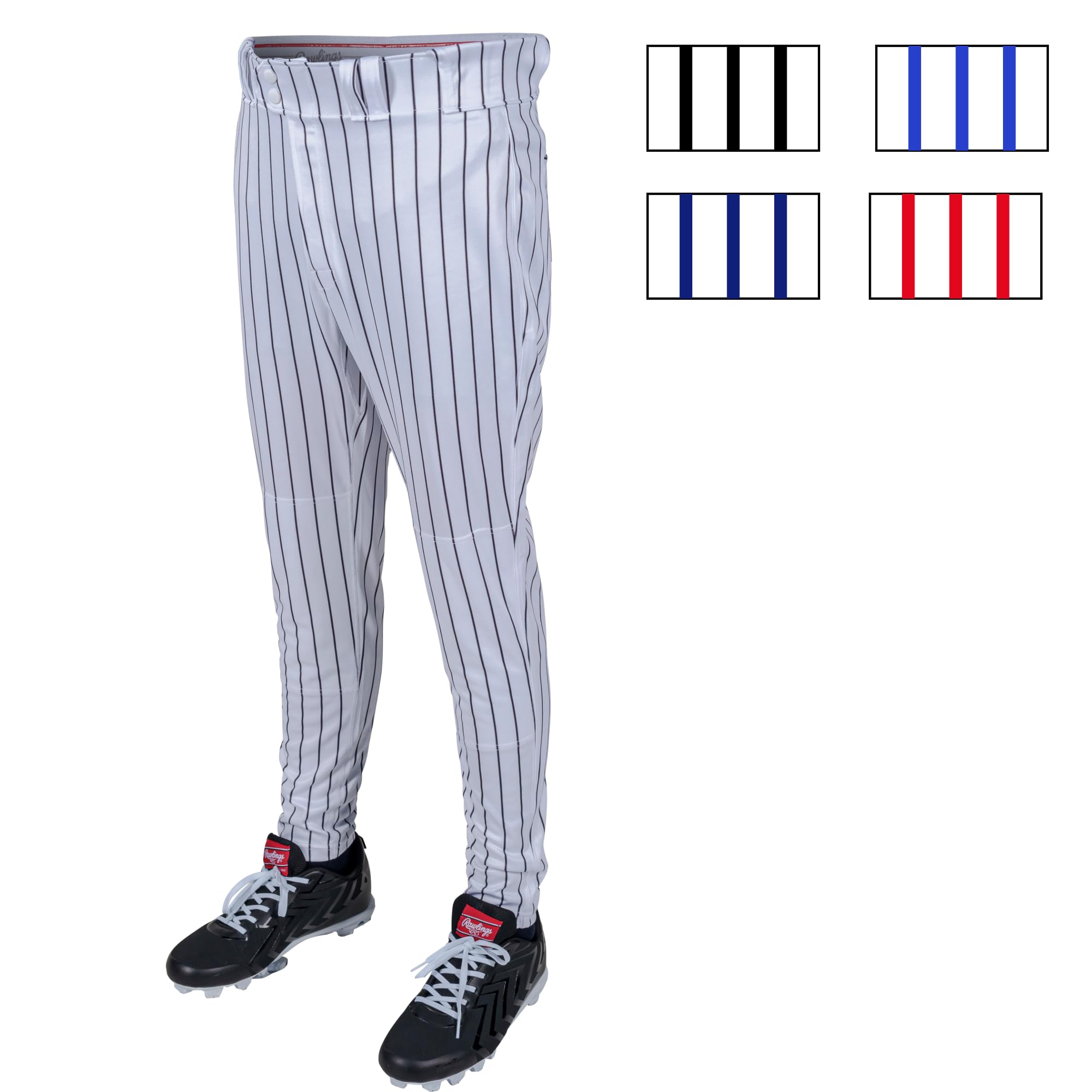 Rawlings Boys Rawlings | Pro 150 Series Baseball Pants | Tapered Jogger Fit | Youth Sizes | Pinstripe | Multiple Colors
