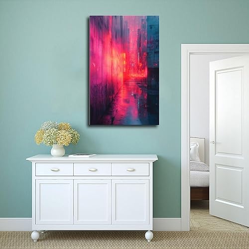 Miniatura 4 de ZMLIS Neon Vaporwave Wall Print, Cyberpunk Urban Art Poster, Retro Futuristic Digital Decor, Trending Synthwave Artwork Canvas Posters Wall Art
