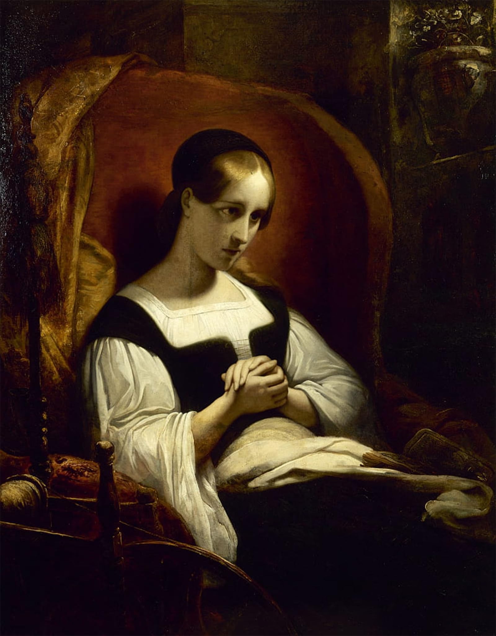ARTXLXXBN Famous Art Print Poster Vintage Wall Art Marguerite Au Rouet Gretchen At the Spinning Wheel by Ary Scheffer Canvas Art Poster for Home Decor 60x90cm