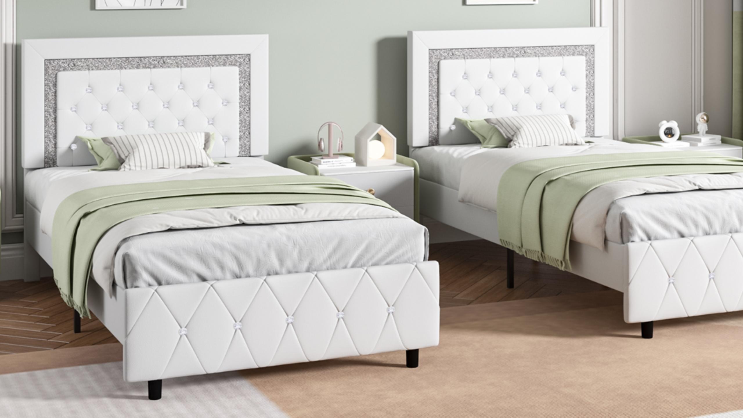 Amazon.com: Twin Size Bed Frames, Upholstered Platform Bed