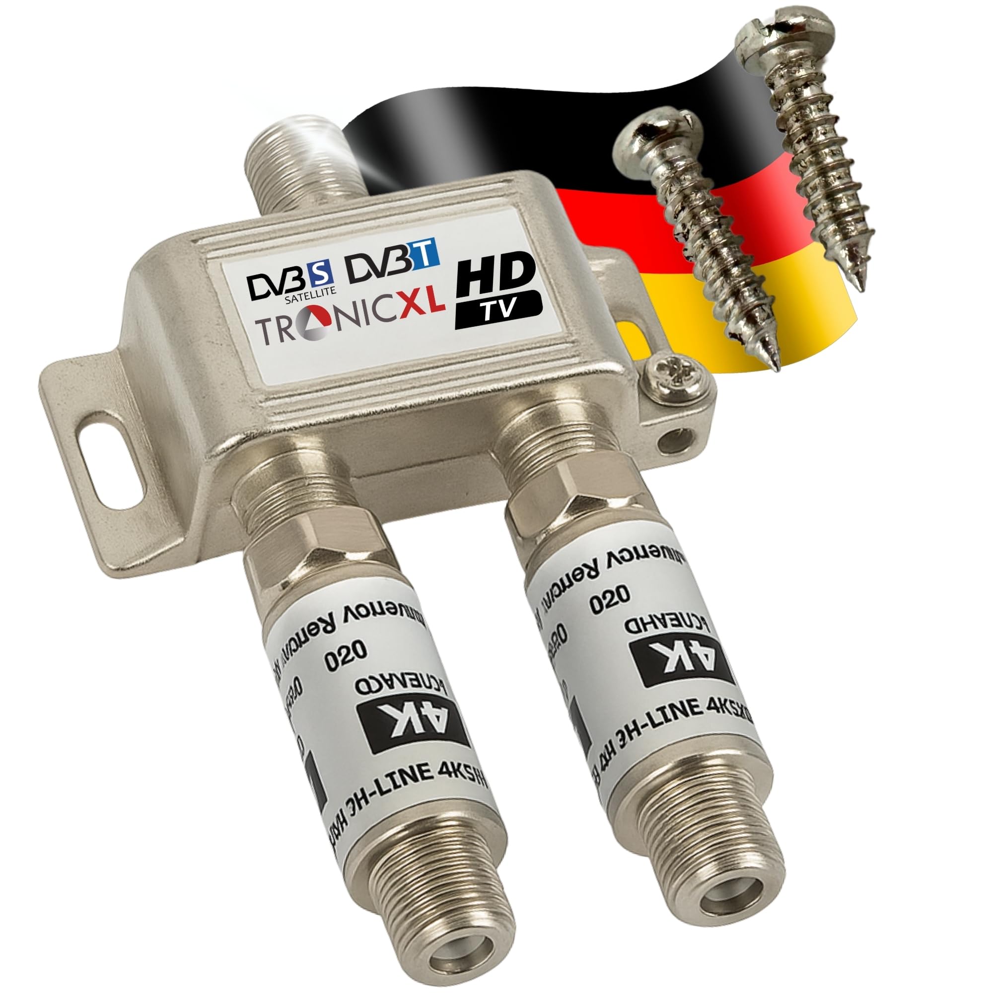 TronicXL Répartiteur satellite 2 voies 40 dB I Répartiteur d'antenne DVB-S2 DVB-T2 souple avec amplificateur pour amplificateur de signal HDTV 3D 4K pour une bonne réception