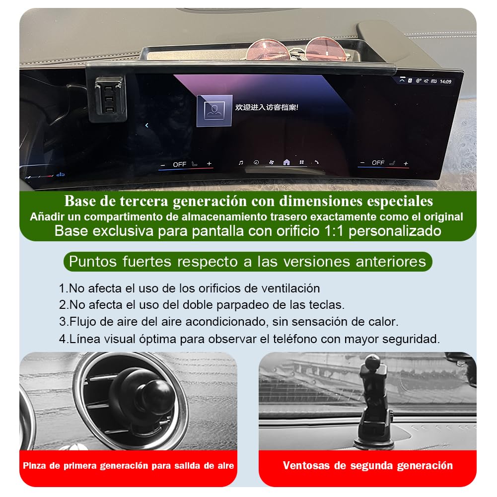Soporte Movil Coche para BMW X5 / X6 / X7 Accesorios [Solo Compatible con BMW X5 y X6 y X7,G05, G06, G07, F95, F96, años 2023-2025] Rotativo 360°、Operación con una Mano、Fácil de Instalar