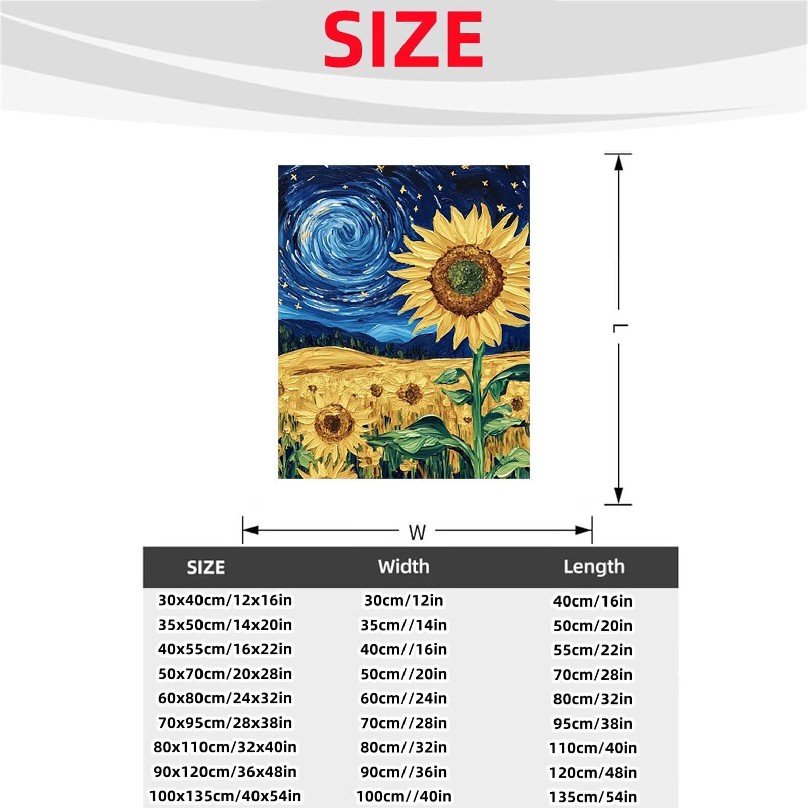 Malowanie po numerach, dla dorosłych, słonecznik, malowanie według numerów, zestawy gwiaździste niebo, hobby dla dorosłych i kobiet, artykuły plastyczne, 82 x 100 cm, sztuka ścienna, przejrzystość