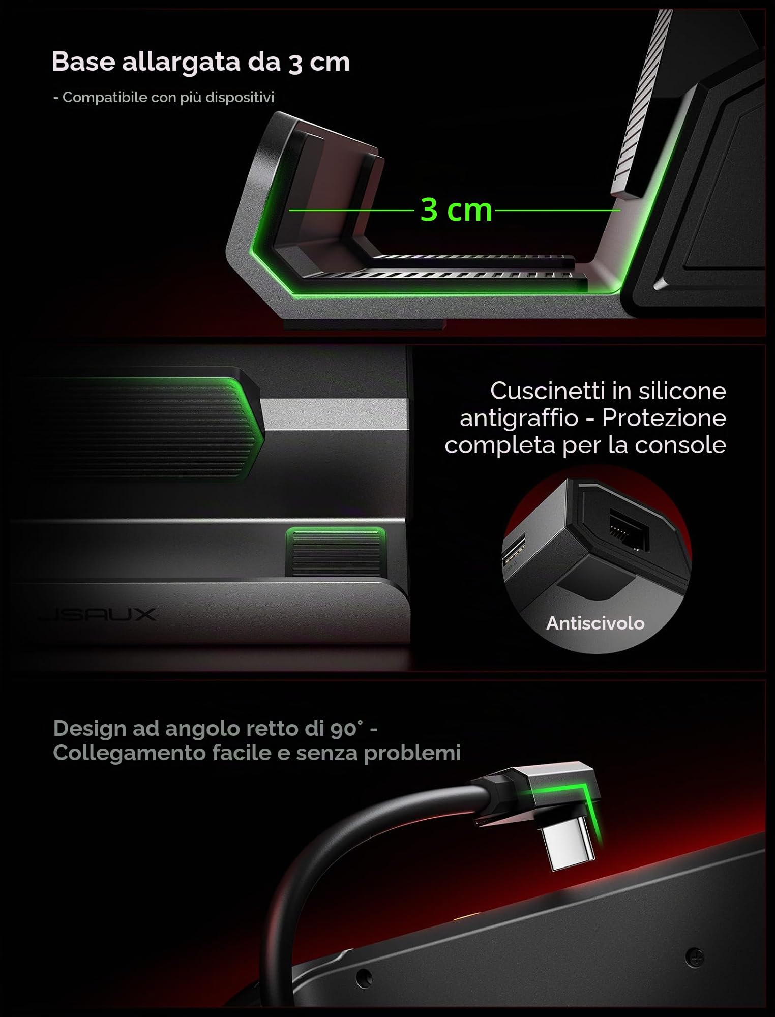 JSAUX 5 in 1 Docking Station con Caricatore da 65W, per Steam Deck OLED | HB0602, HDMI 2.0 4K@120Hz, Ethernet 100Mbps, doppia porta di ricarica USB-A 2.0 e USB-C da 100 W