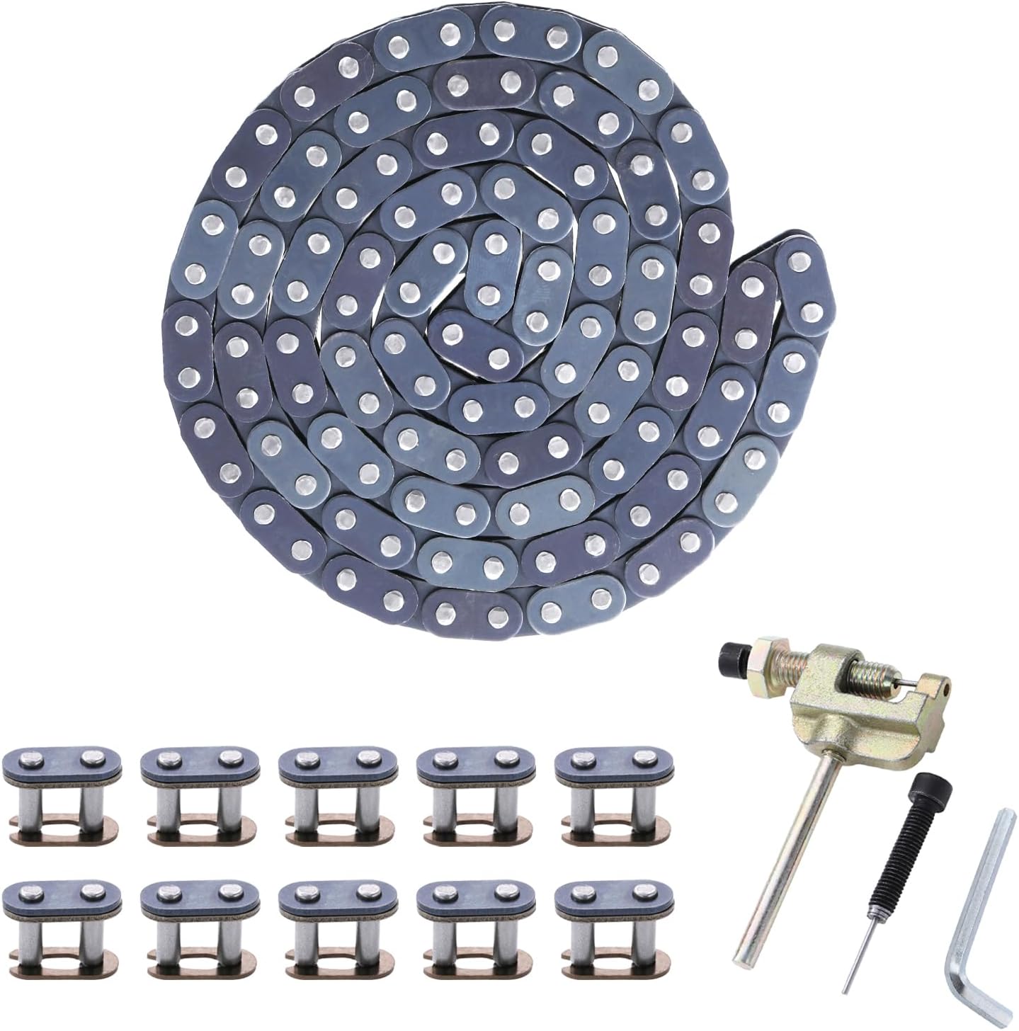 KAMIER T8F Drive Chain 116 Link Breaker Heavy Duty for 43cc 47cc 49cc 2-Stroke Pocket Rocket Bike APC Mini Chopper 50cc SSR SX50 Syx Moto Holeshot MotoTec Xtreme Xpro Kids Pit Dirt Bike ATV Quad Parts