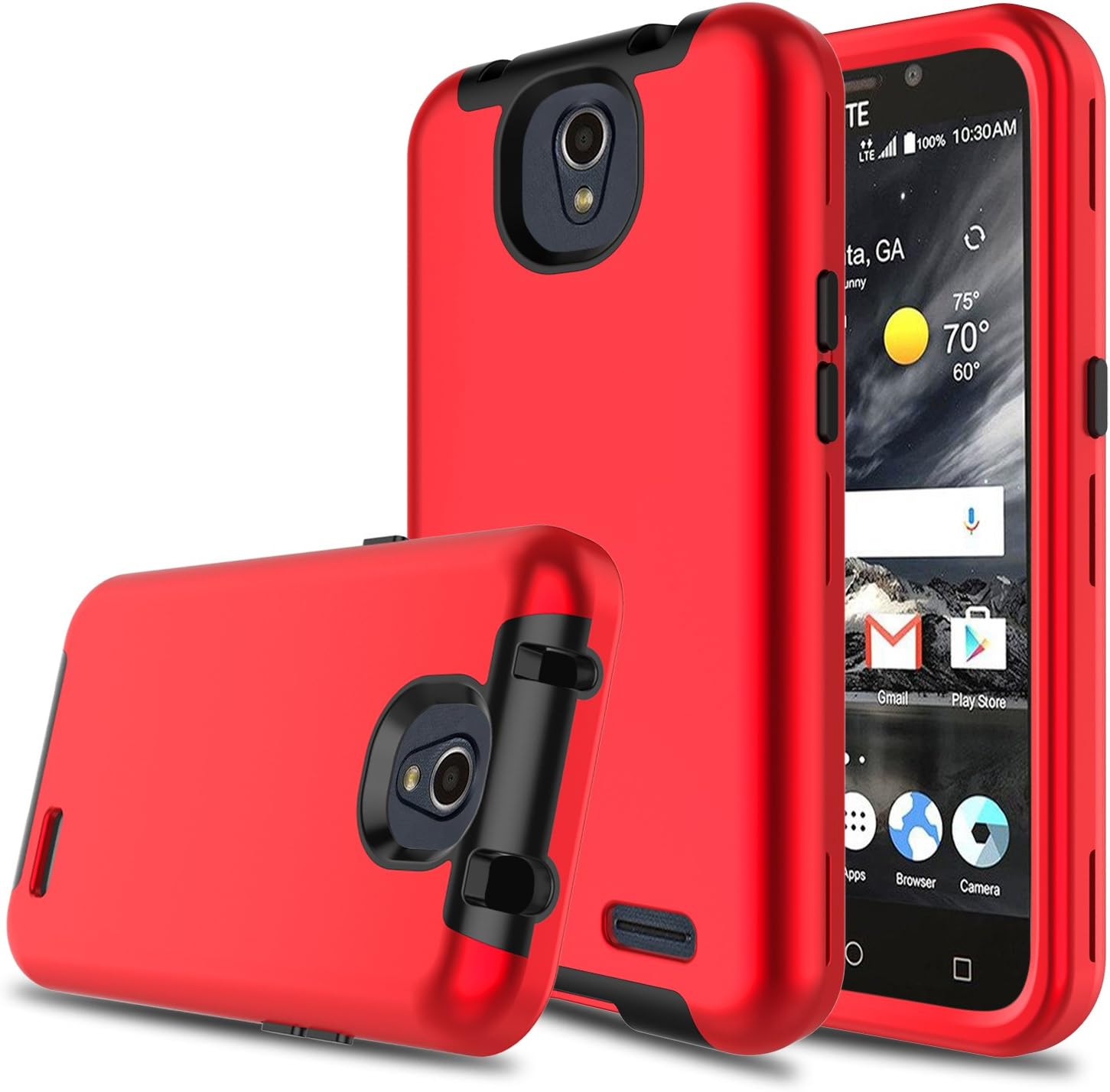 Compatible Maven 3 Case Hybrid Three Layer Shockproof Protective Armor Cell Phone Case Cover Compatible Overture 3/Prestige 2/Z835/N9136 (Red)