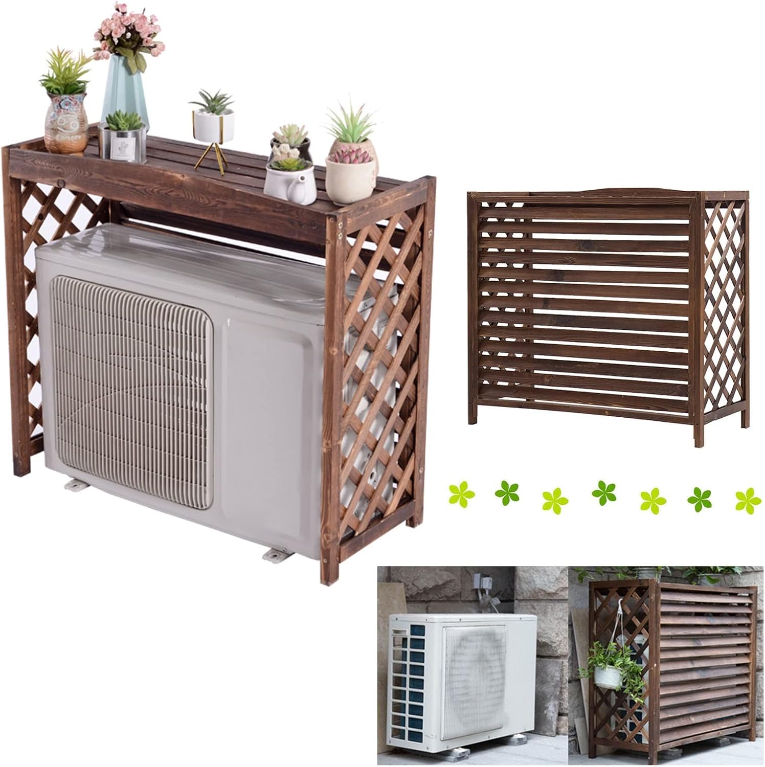 Air Conditioning Cover For Outside Unit Solid Wood Air