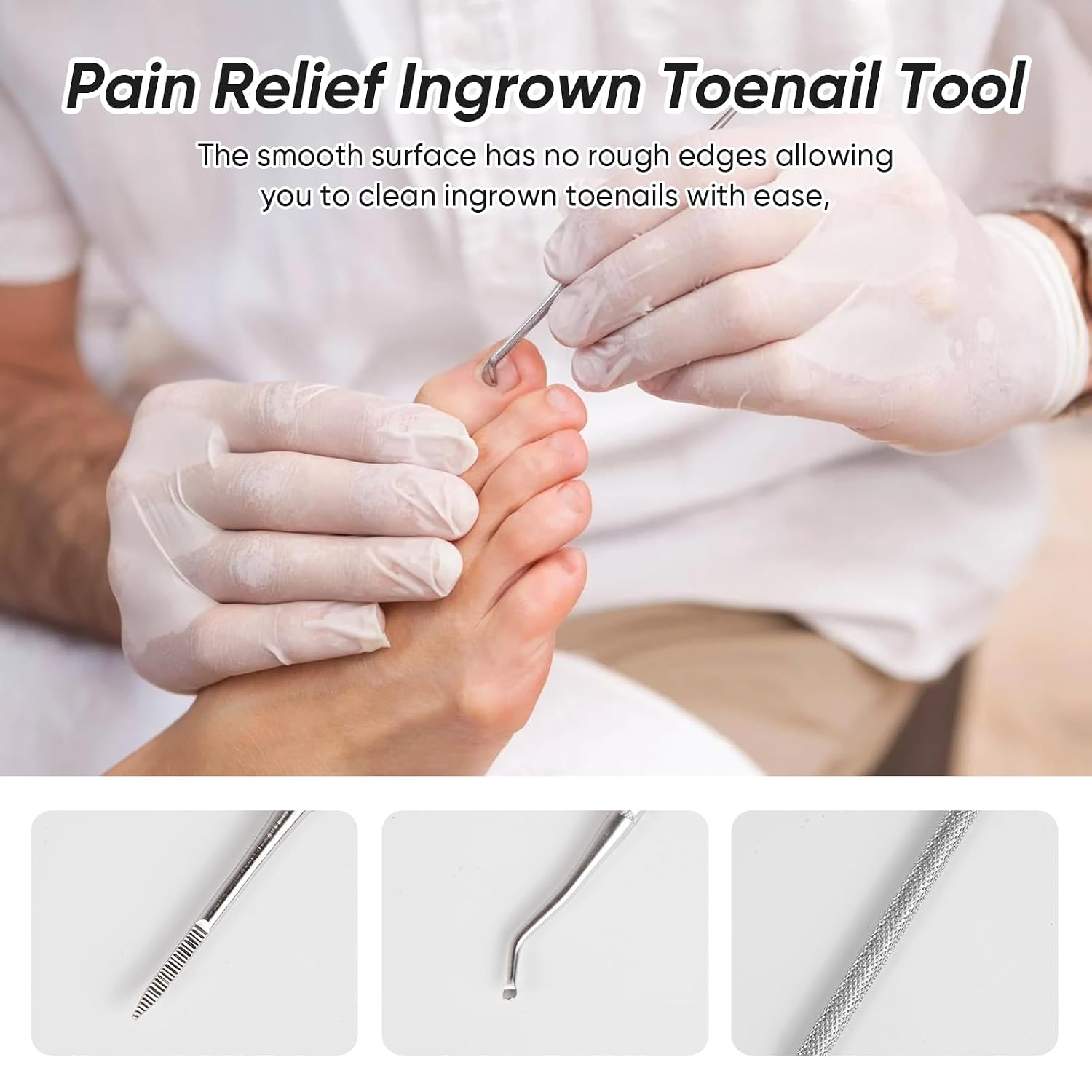 6PCS Ingrown Toenail File and Lifters, Professional Surgical Stainless Steel Ingrown Toenail Tool- Safe Nail Cleaning Treatment Pedicure Tools Kit Under Sidewall Cleaner Pain Relief Accessories