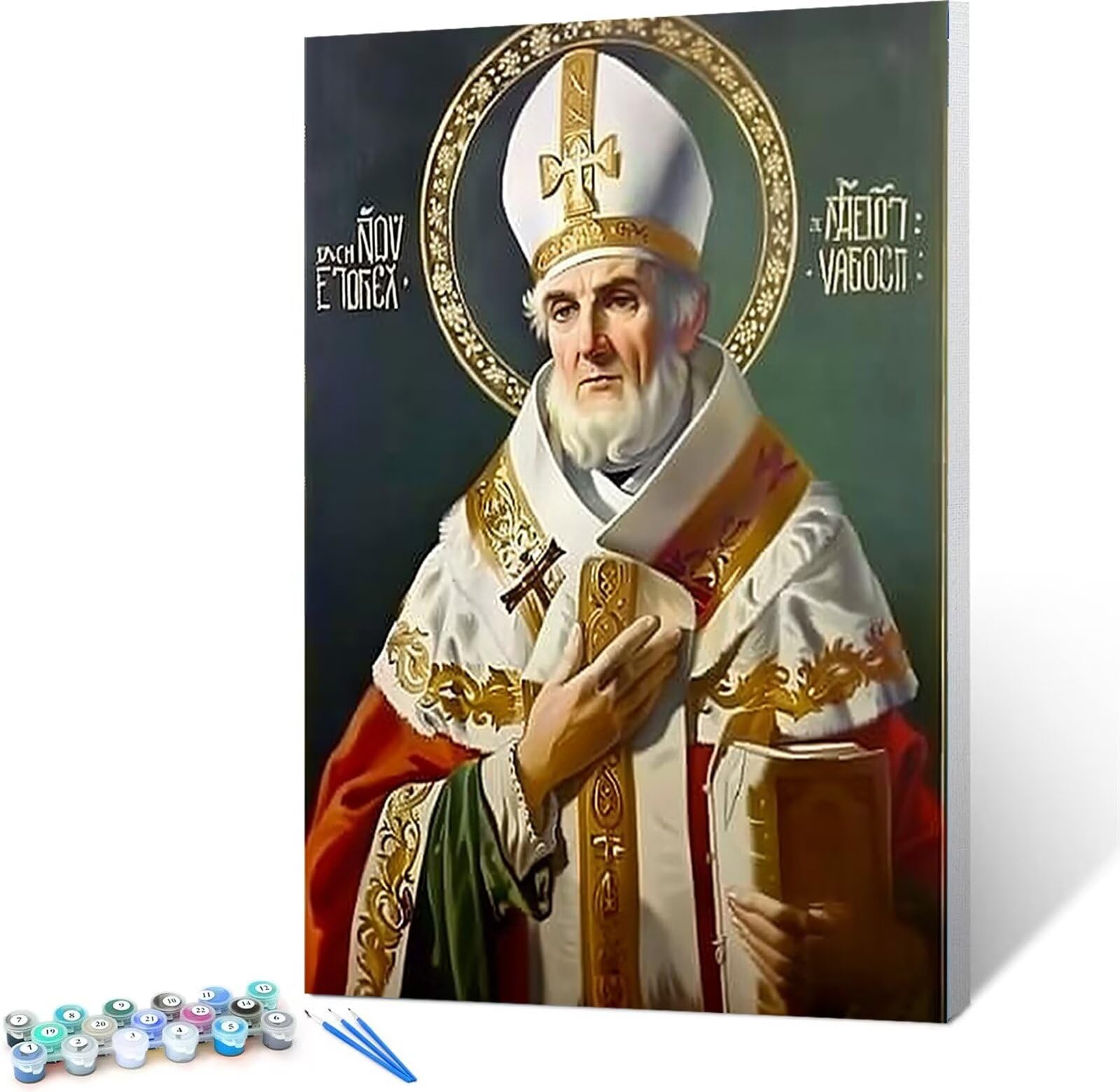 Peepezo Dipingere con i numeri, per adulti, Vescovo, set fai da te per adulti, pittura con i numeri, XXL, Cerimonia, pittura a mano, kit oleoso, tela senza pieghe 60x80cm (Con Scatola)