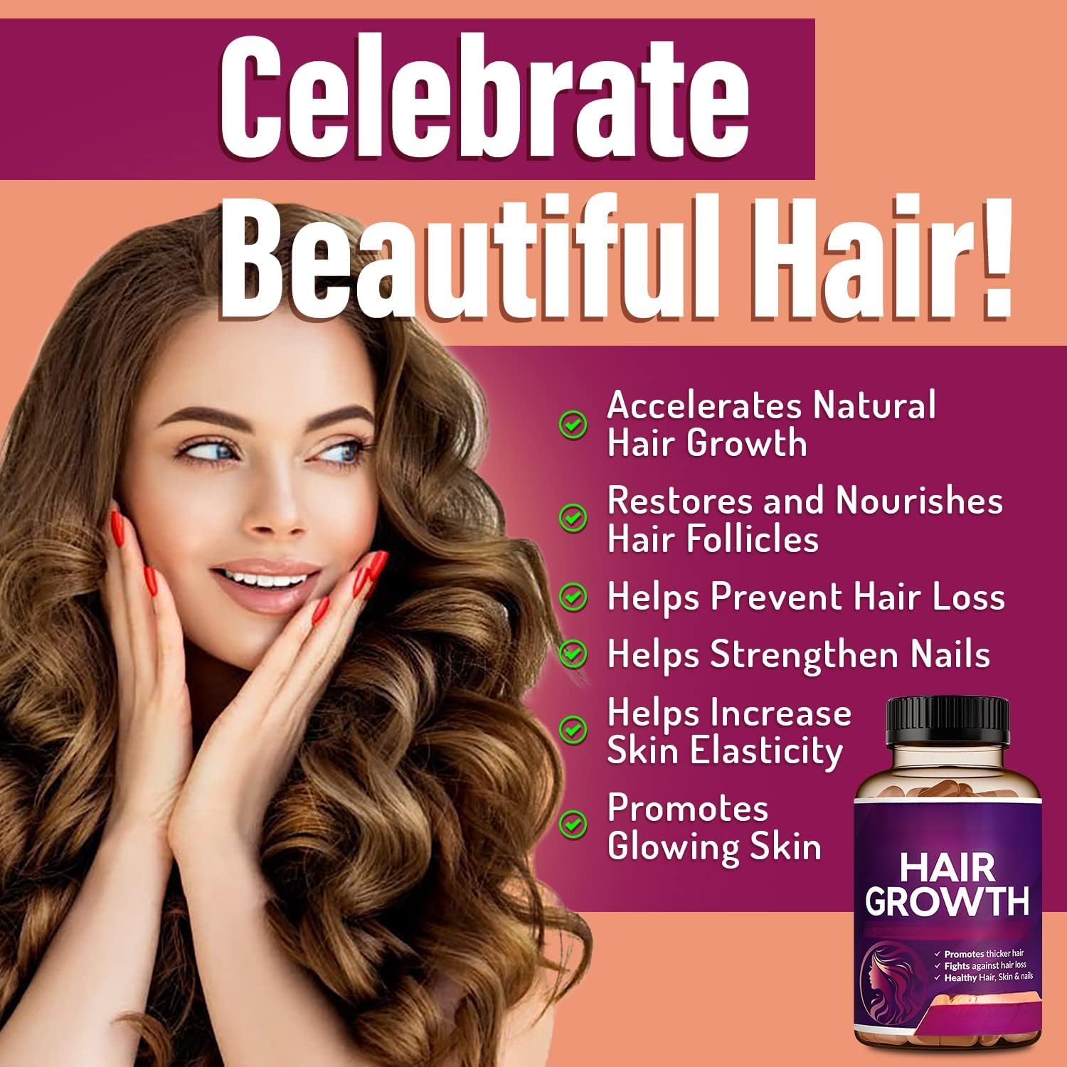 Vitamina per la crescita dei capelli delle donne | Biotina | Capelli, pelle e unghie naturalmente più forti e più sani, arresta la caduta dei capelli